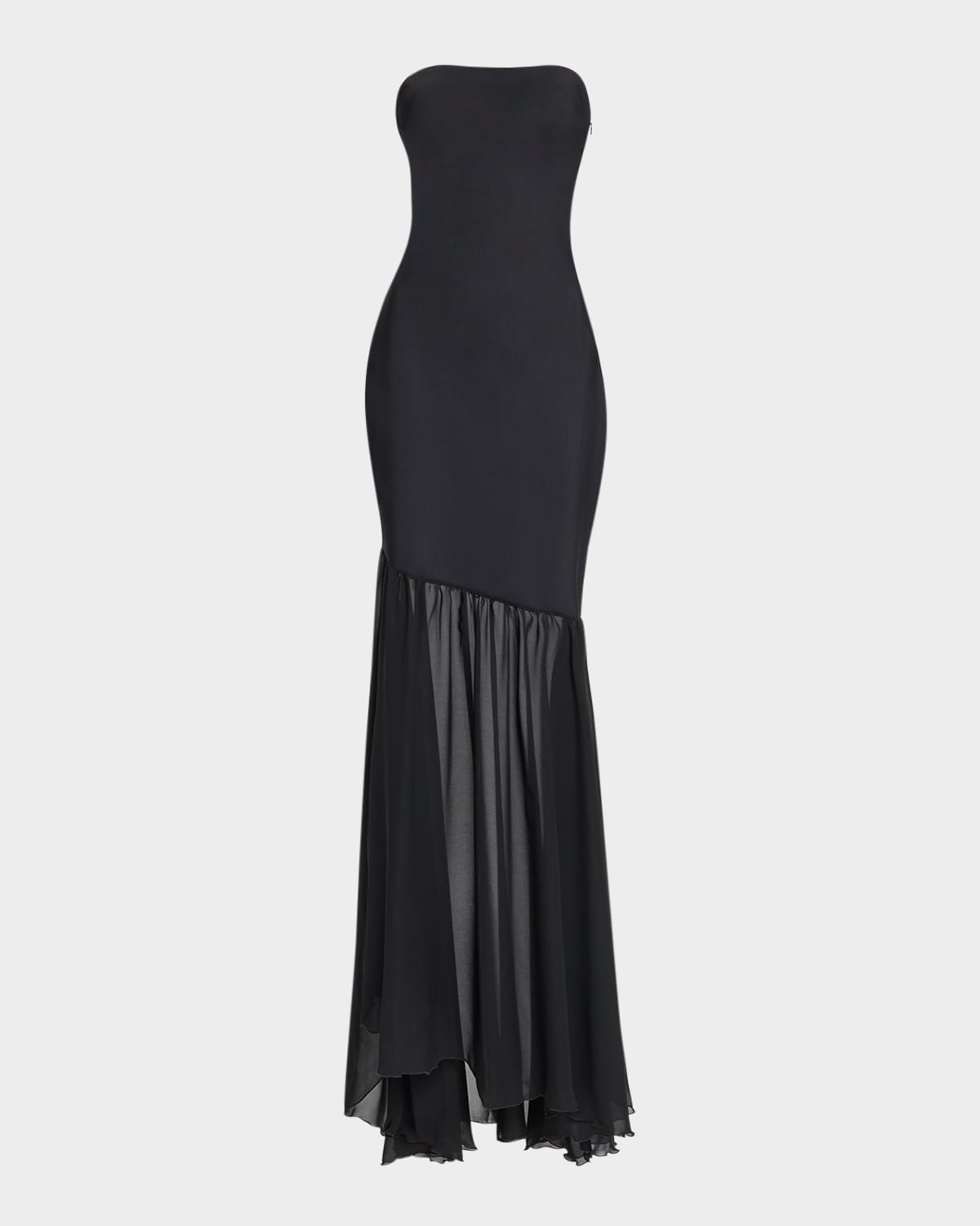 Shop Chiara Boni La Petite Robe Strapless Illusion Skirt Gown In Black
