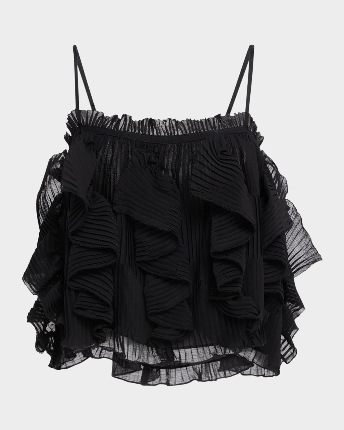RAMY BROOK SHILOH PLEATED RUFFLE CROP TOP 