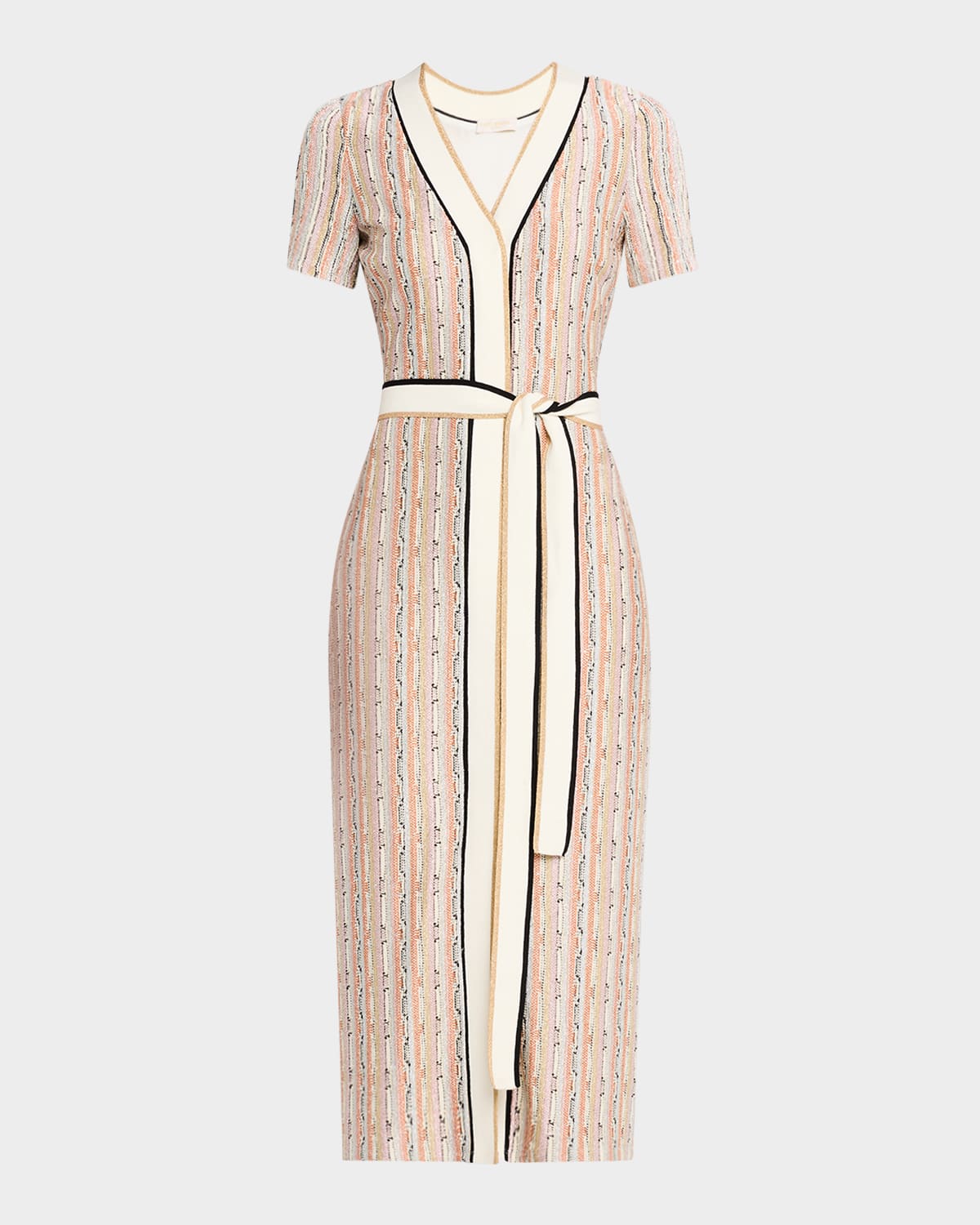 Shop Ramy Brook Ronda Sequined Knit Midi Dress In Sequin Stripe