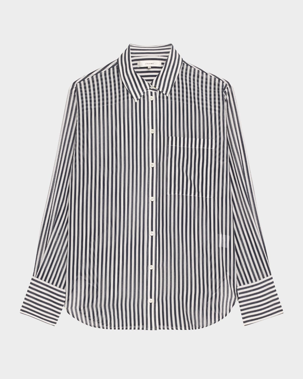 Frame The Oversized Pocket Shirt In Navy Multi