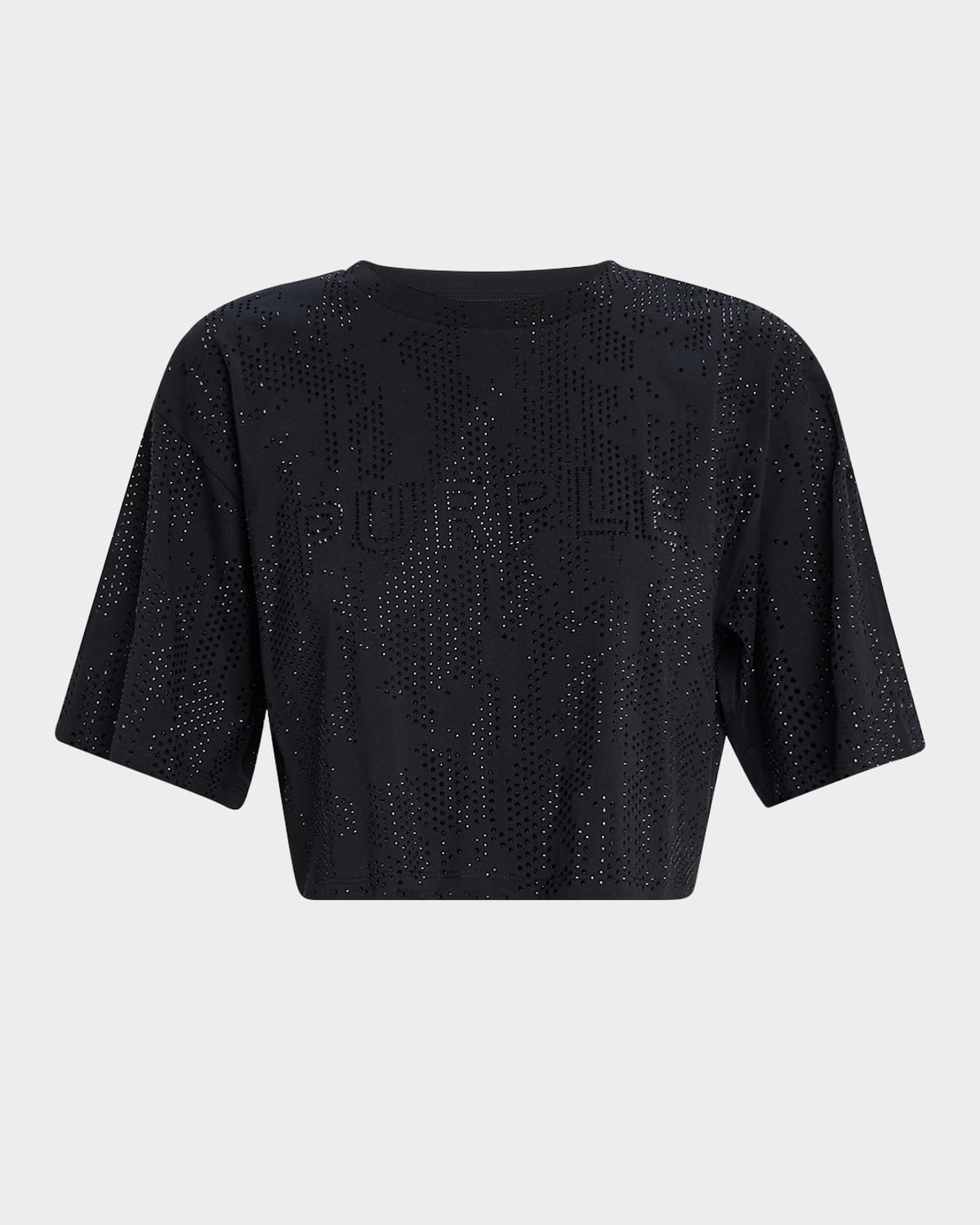 Shop Purple Rhinestone Cropped Boy Tee In Black