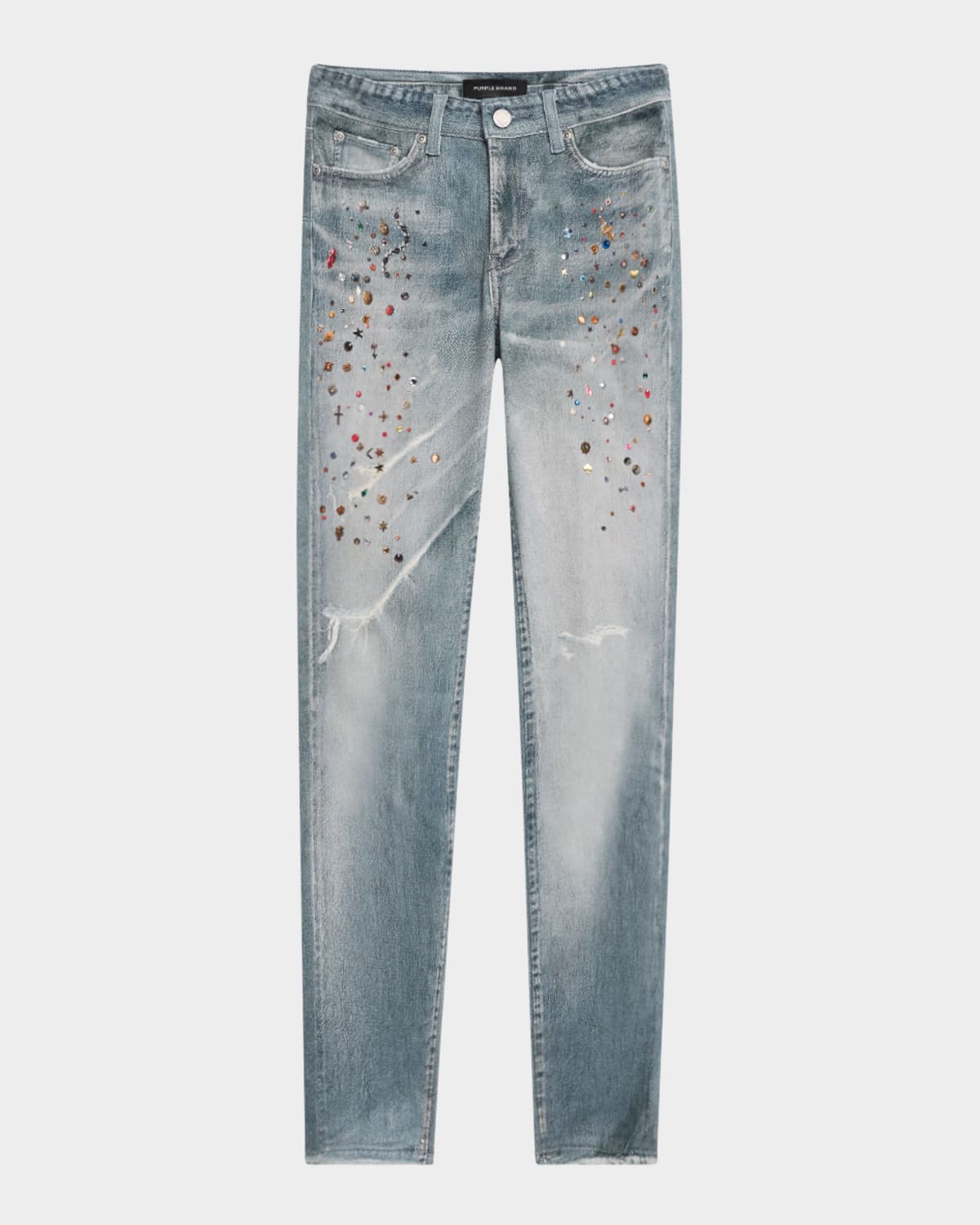 Cyanine Jewel-Print Skinny Jeans