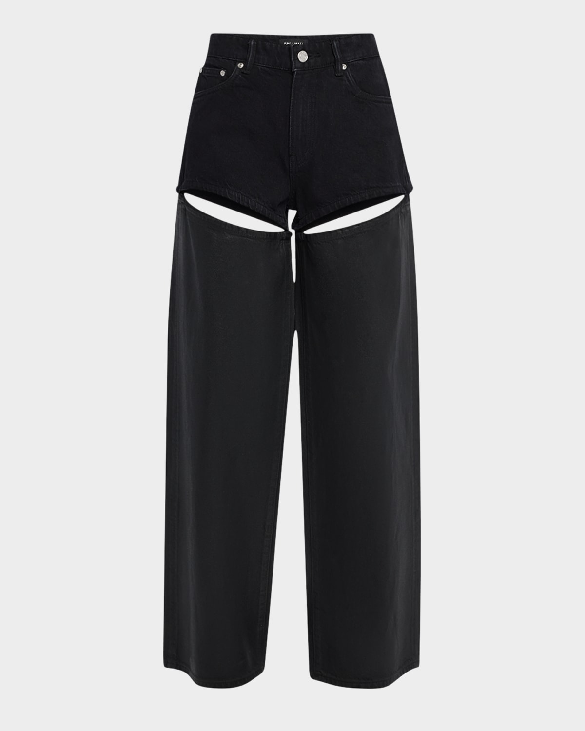 Wide-Leg Cut-Out Coated Jeans