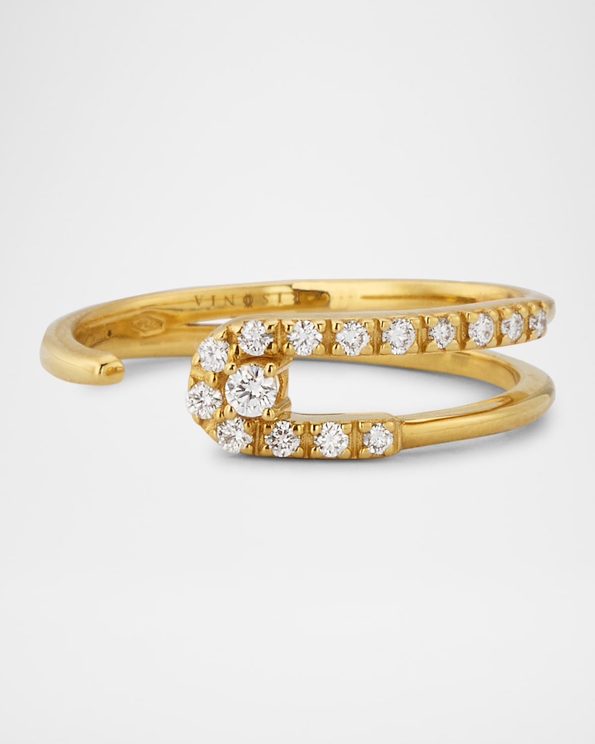 18K Yellow Gold Anima Ring with Diamonds, Size 7