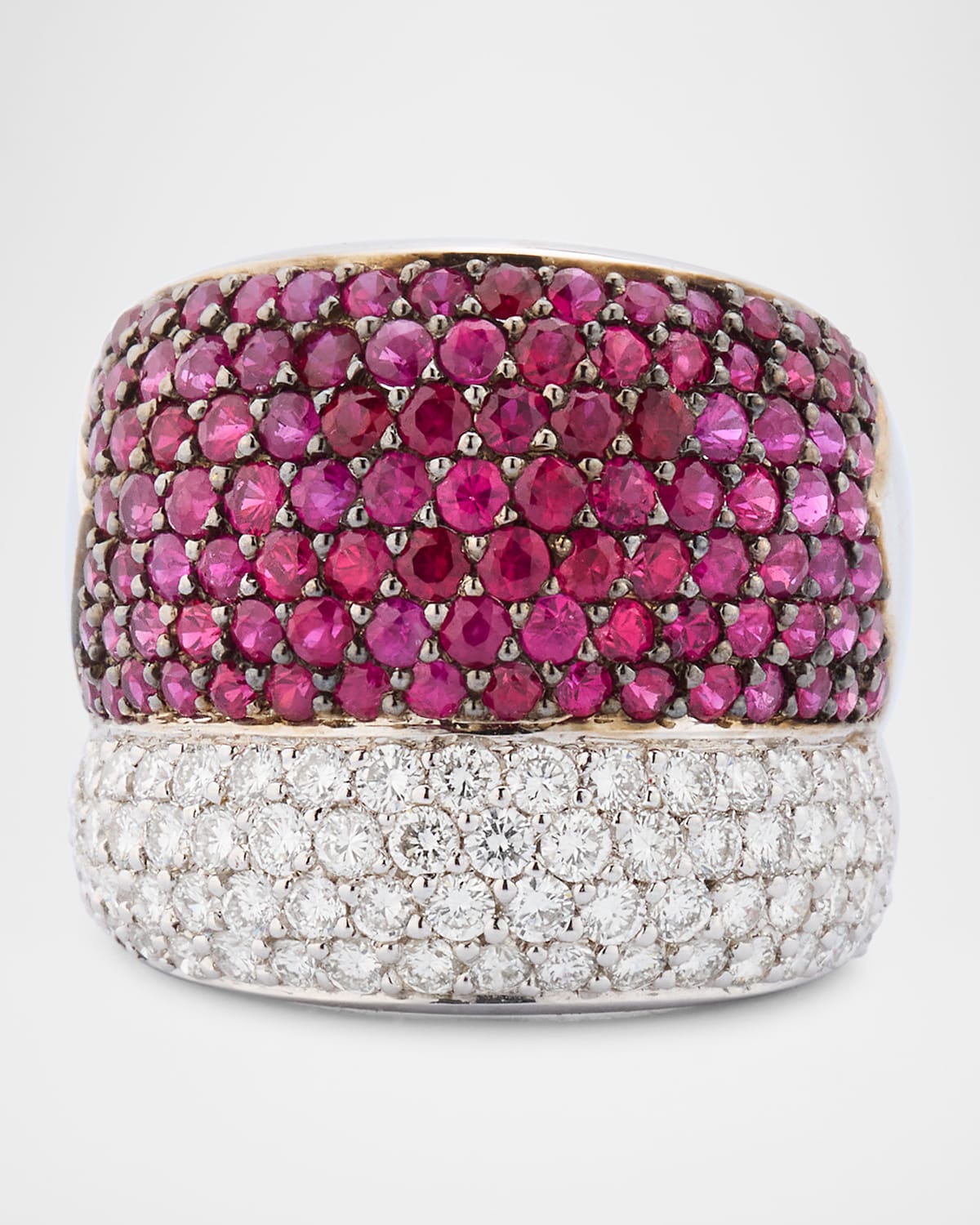 18K White Gold Diamond and Ruby Ring