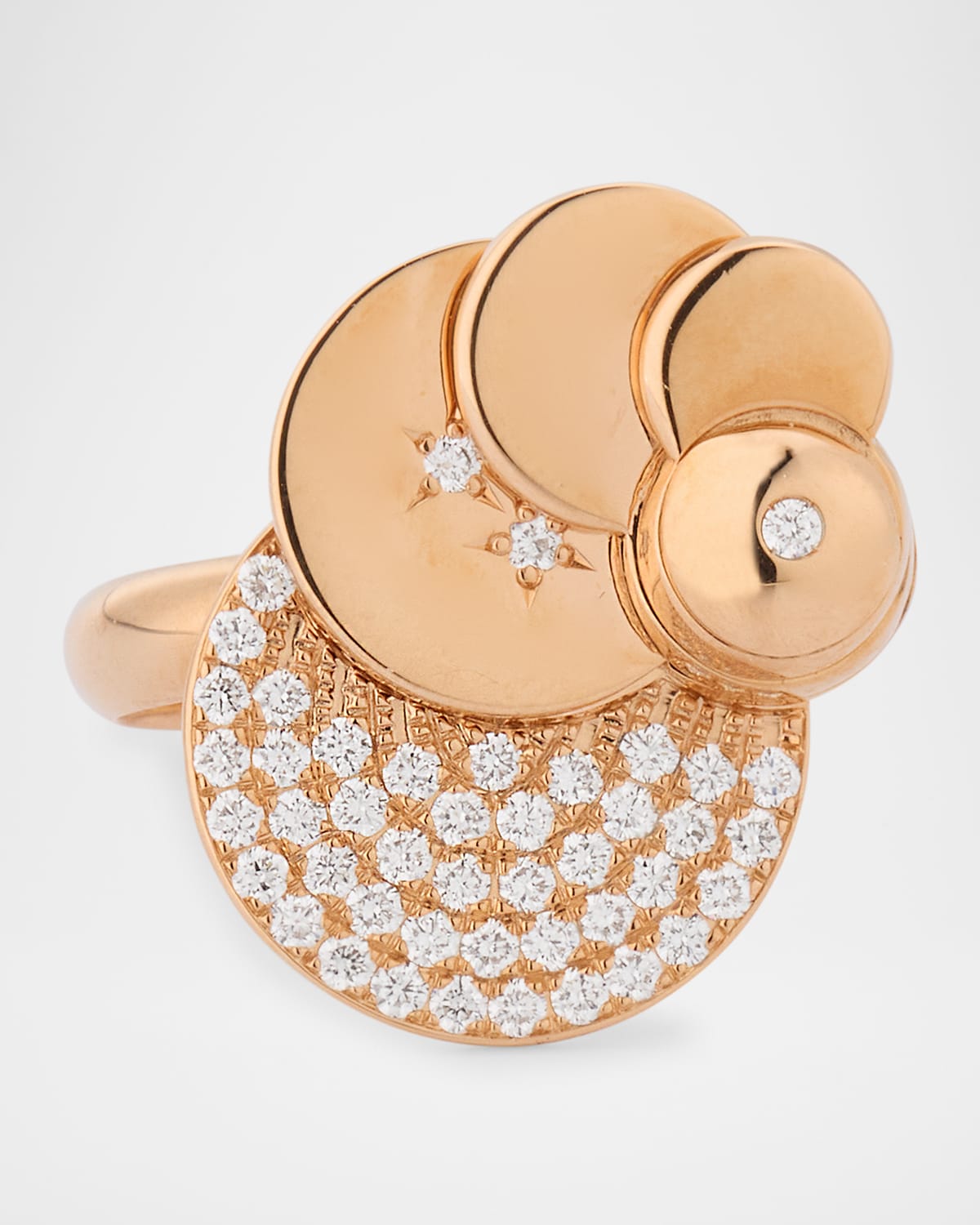 18K Rose Gold Eclisse Ring with Diamonds, Size 6.5