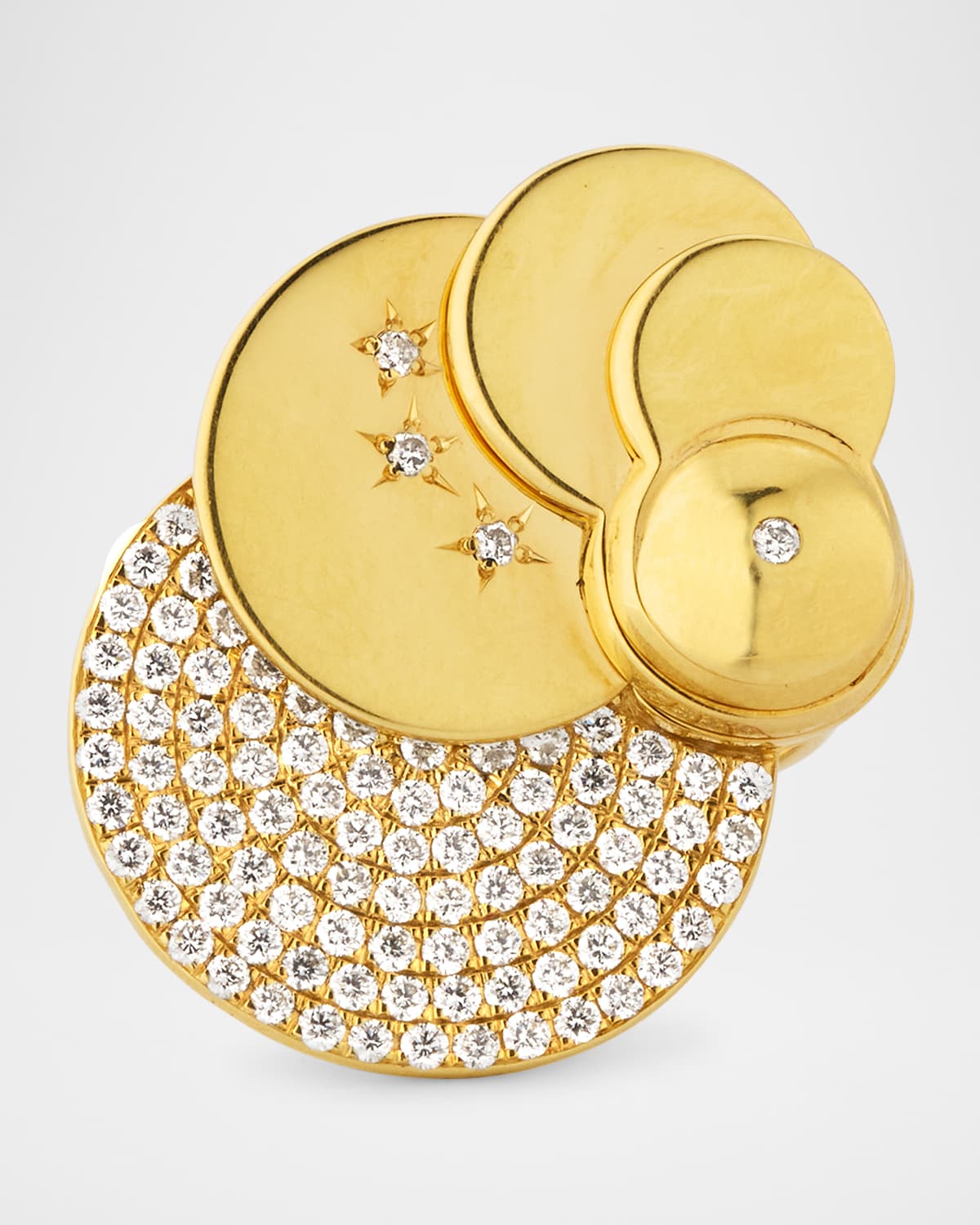 18K Yellow Gold Eclisse Ring with Diamonds, Size 7.5