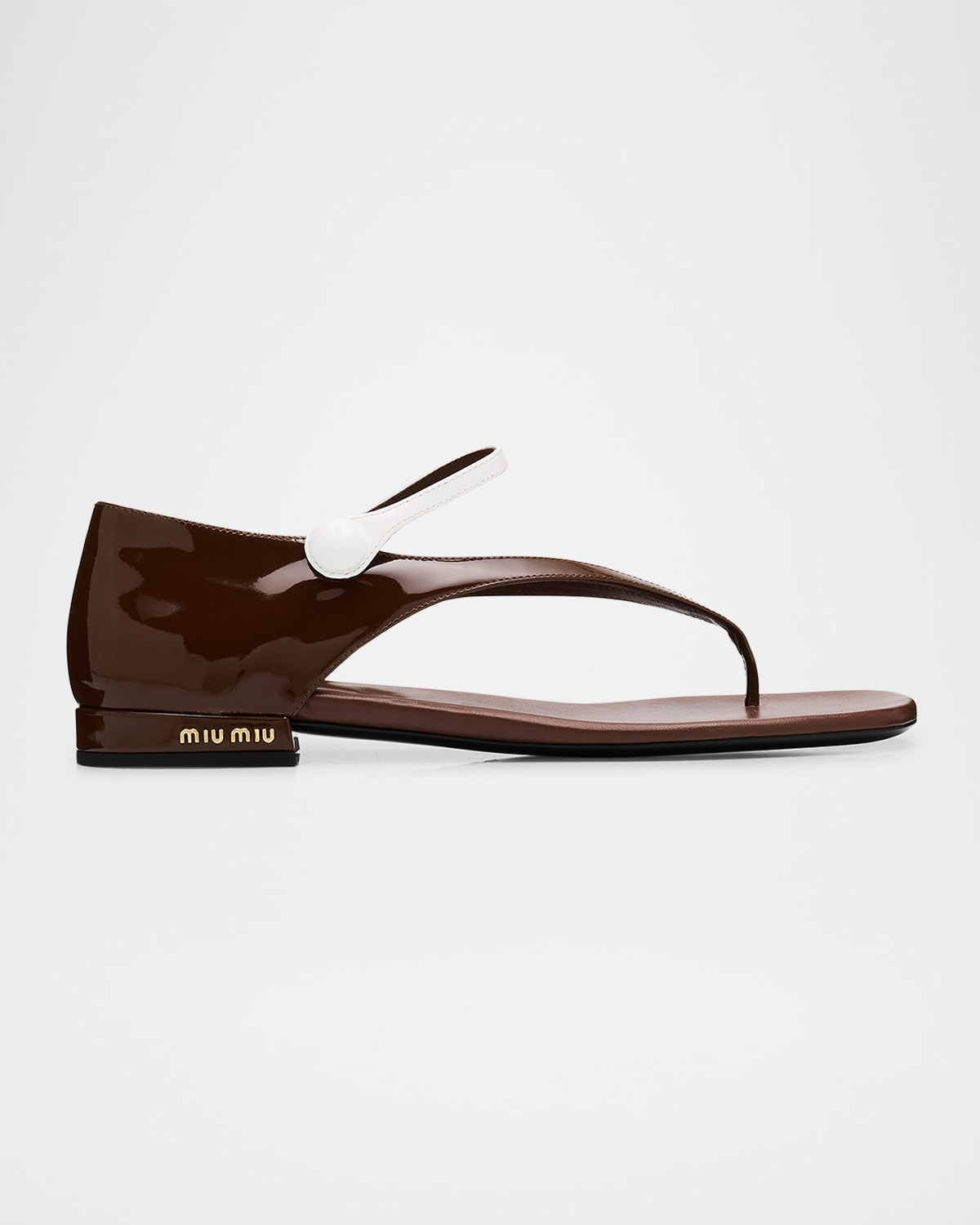 Shop Miu Miu Bicolor Leather Mary Jane Thong Sandals