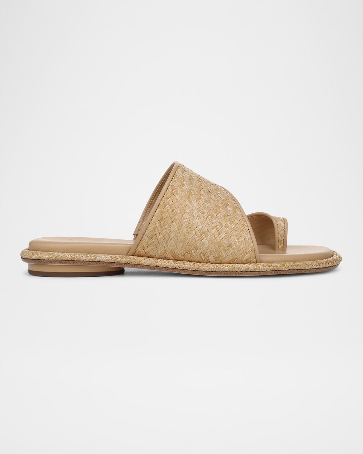Vince Lukas Raffia Toe-ring Slide Sandals In Toasted Wheat