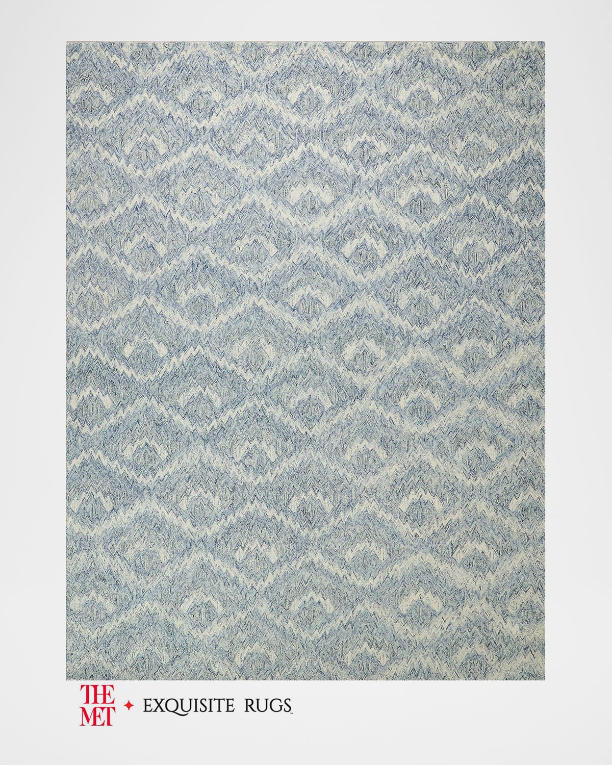 Exquisite Rugs X The Met Bargello Hand-tufted Light Blue Rug, 9' X 12' In Light Blue