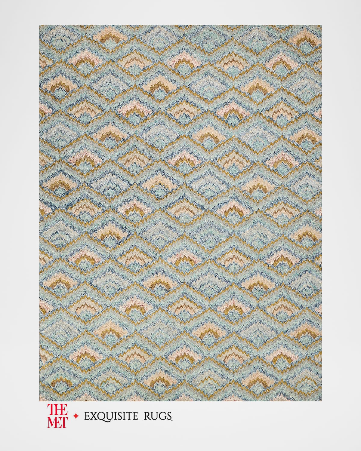 Exquisite Rugs X The Met Bargello Hand-tufted Light Blue Multi Rug, 8' X 10' In Light Blue/multi