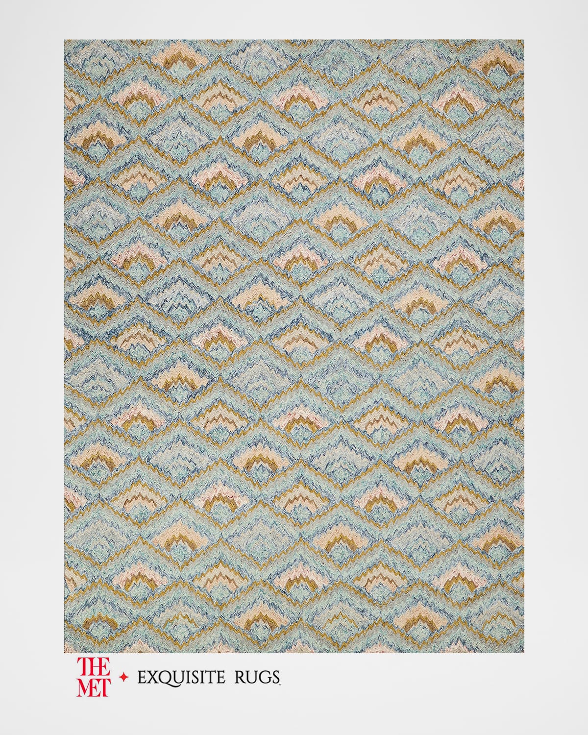 Exquisite Rugs X The Met Bargello Hand-tufted Light Blue Multi Rug, 5' X 8' In Light Blue/multi