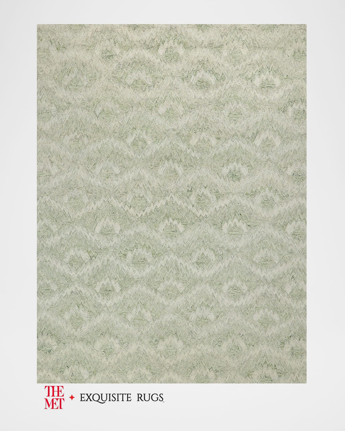 Exquisite Rugs X The Met Bargello Hand-tufted Light Green Rug, 9' X 12' In Light Green