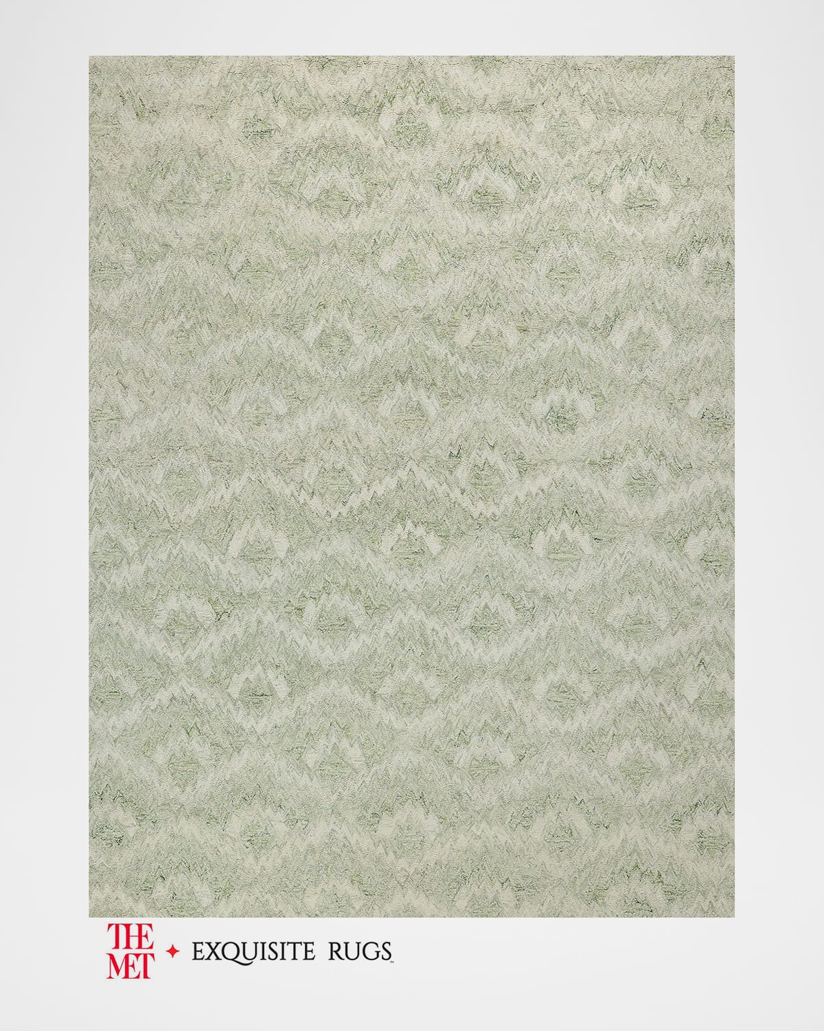 Exquisite Rugs X The Met Bargello Hand-tufted Light Green Rug, 8' X 10' In Light Green
