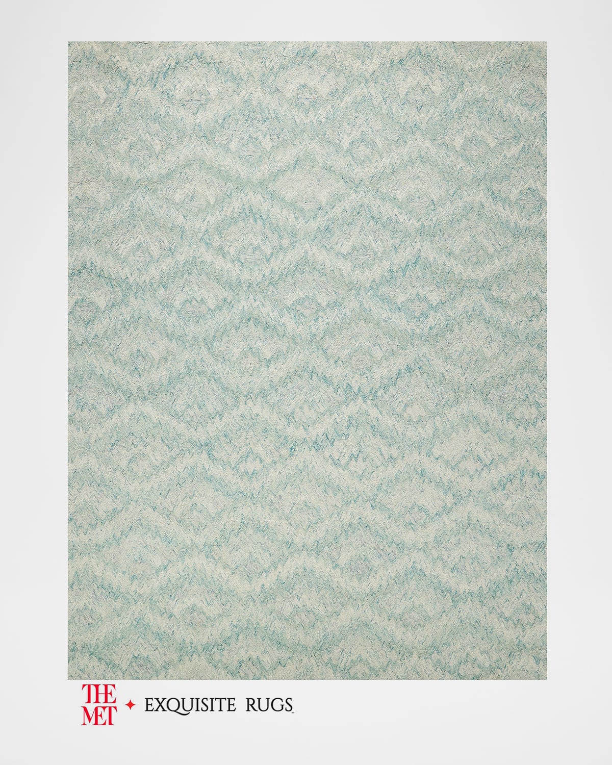 Exquisite Rugs X The Met Bargello Hand-tufted Turquoise Rug, 9' X 12' In Turquoise