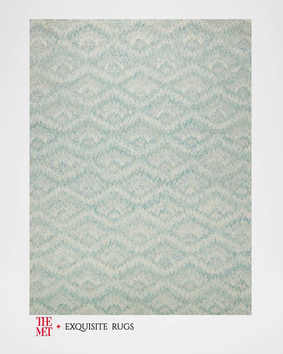 Exquisite Rugs X The Met Bargello Hand-tufted Turquoise Rug, 8' X 10' In Turquoise