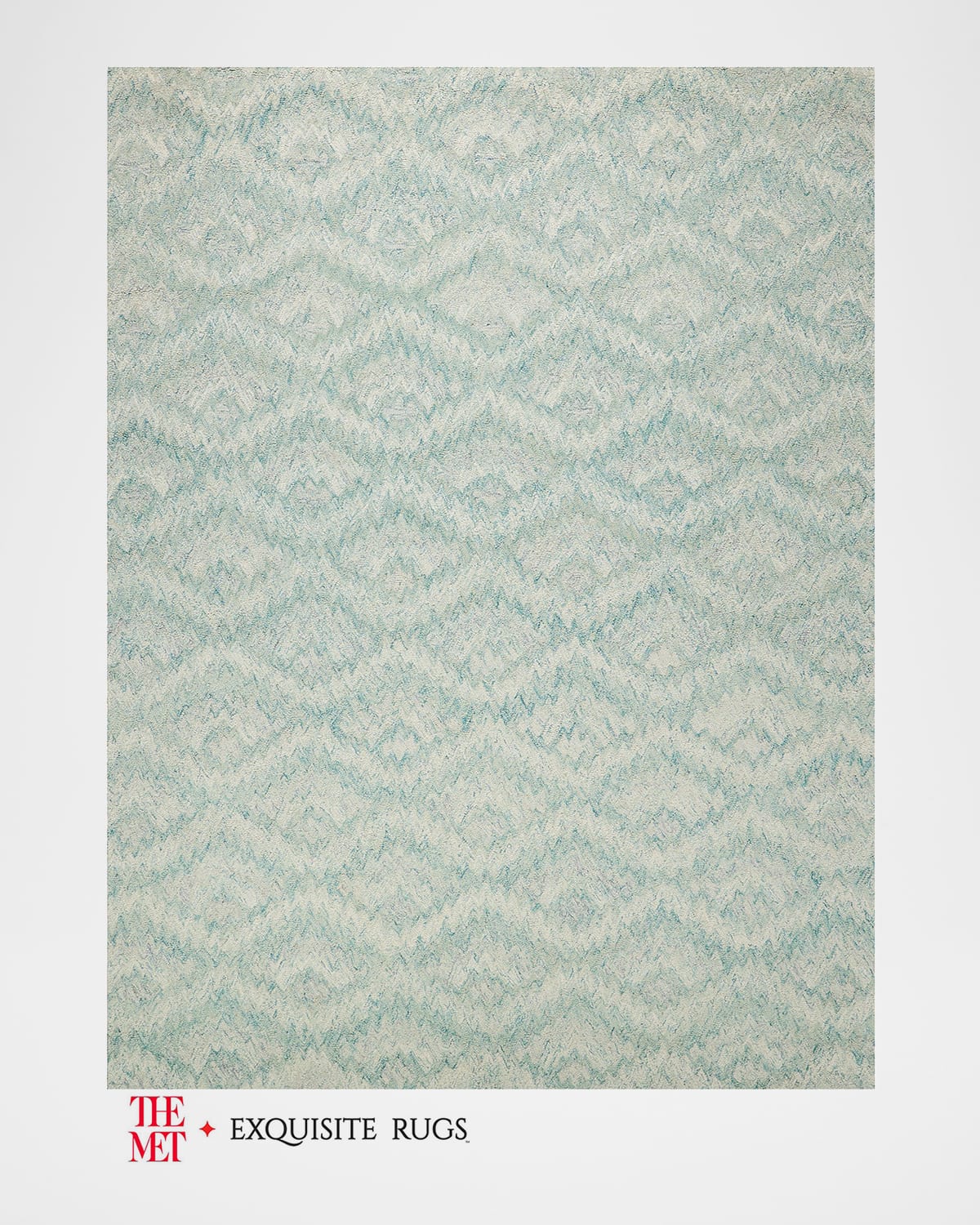 Exquisite Rugs X The Met Bargello Hand-tufted Turquoise Rug, 5' X 8' In Turquoise