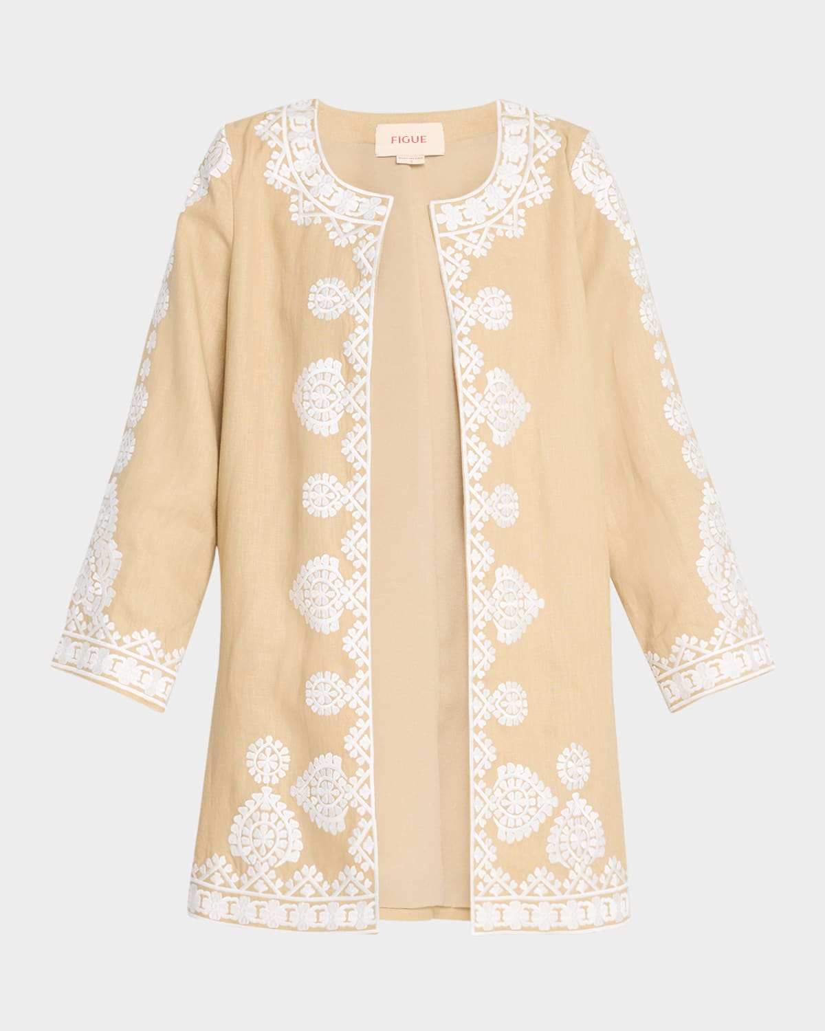 Wren Embroidered Linen Open Jacket