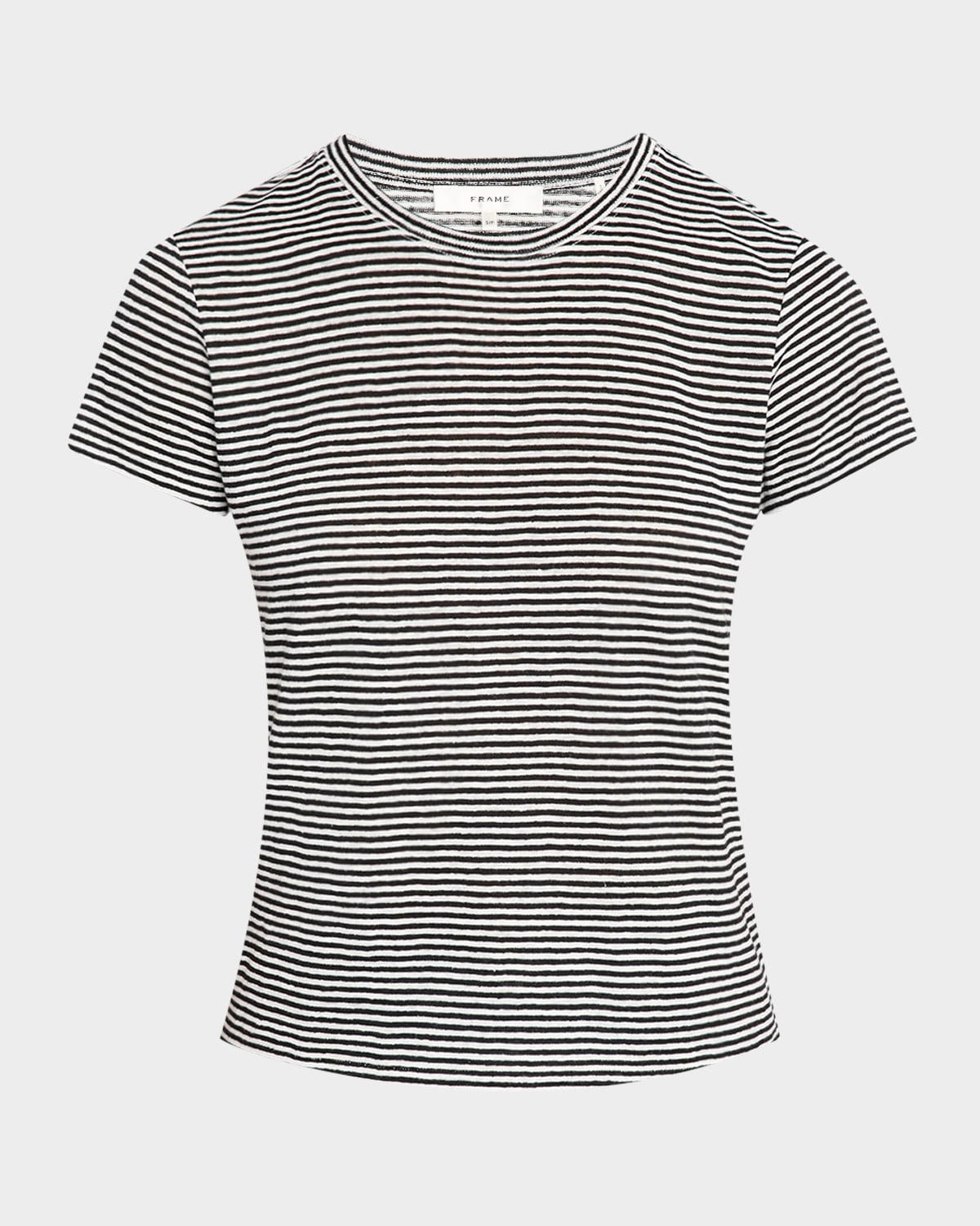 Frame The Linen Baby Tee In Black Multi