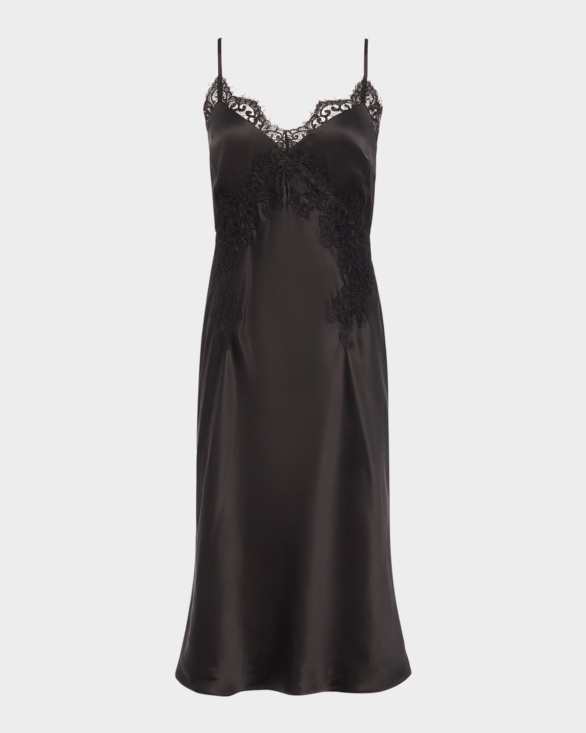 Shop L Agence Song Lace Slip Midi Dress In Black