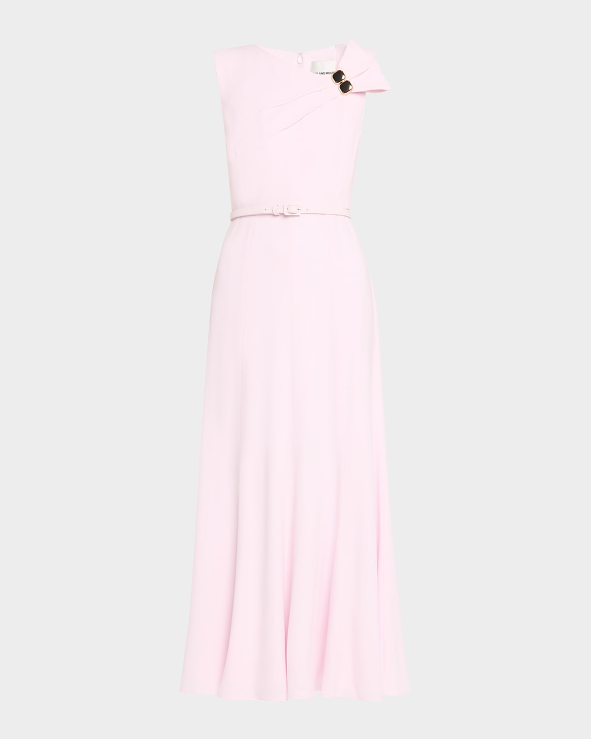 Bow Embellished Satin Crepe Belted Maxi Dress