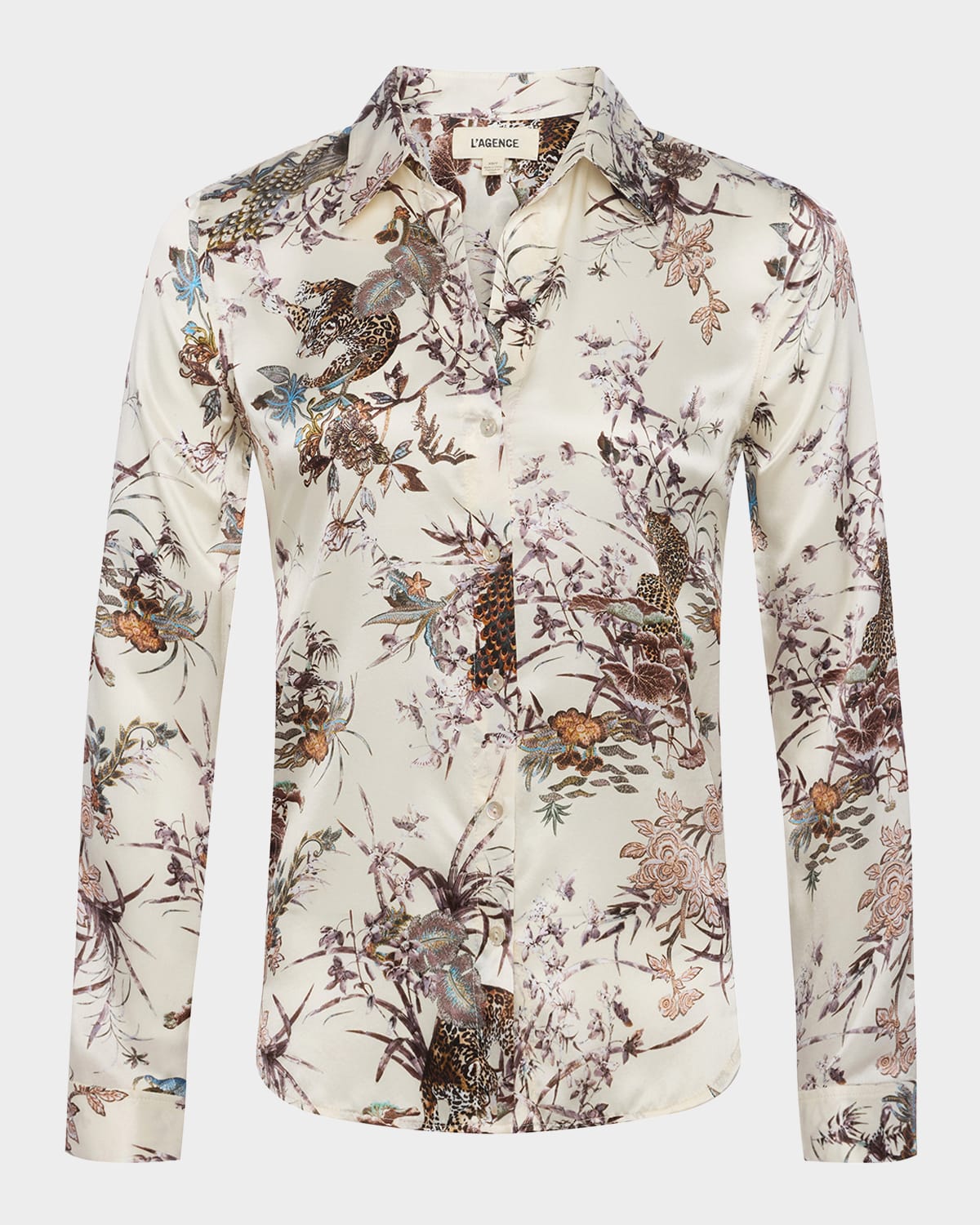 L Agence Tapestry Jungle Tyler Silk Blouse In Ecr Mt Tapestry Jungle