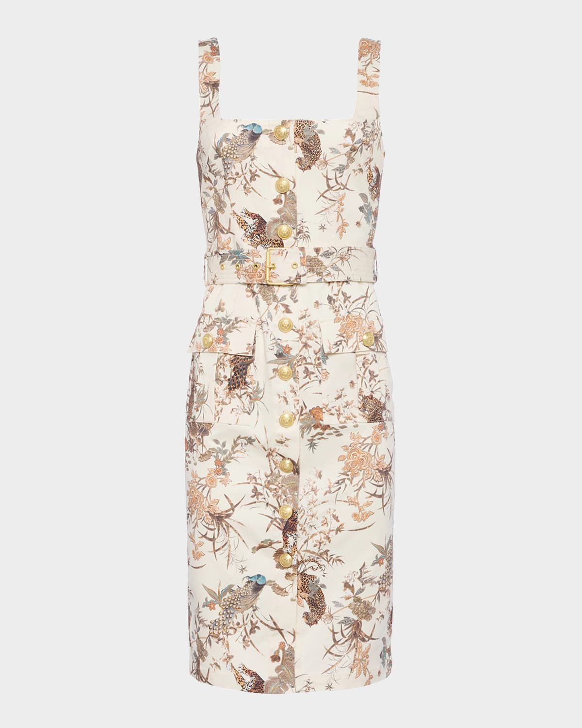 Tapestry Jungle Idy Button-Front Tank Dress