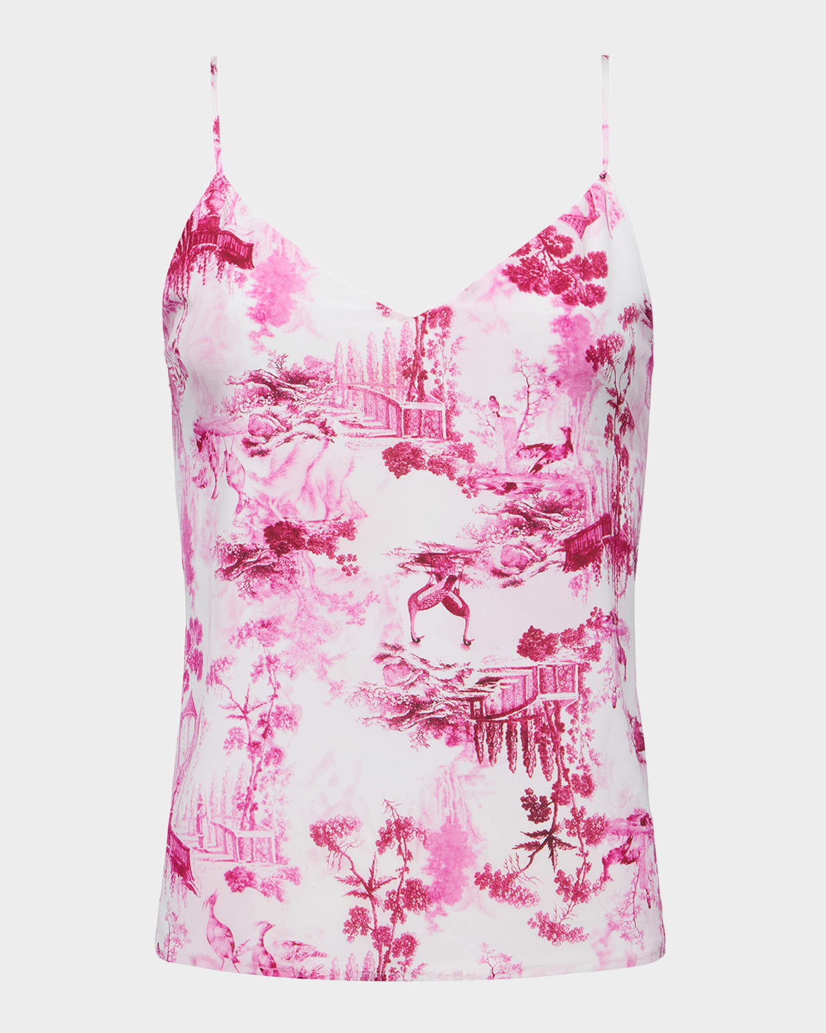 L Agence Jane Toile Spaghetti-strap Tank Top In Whitepink Sml Porcelain Toile