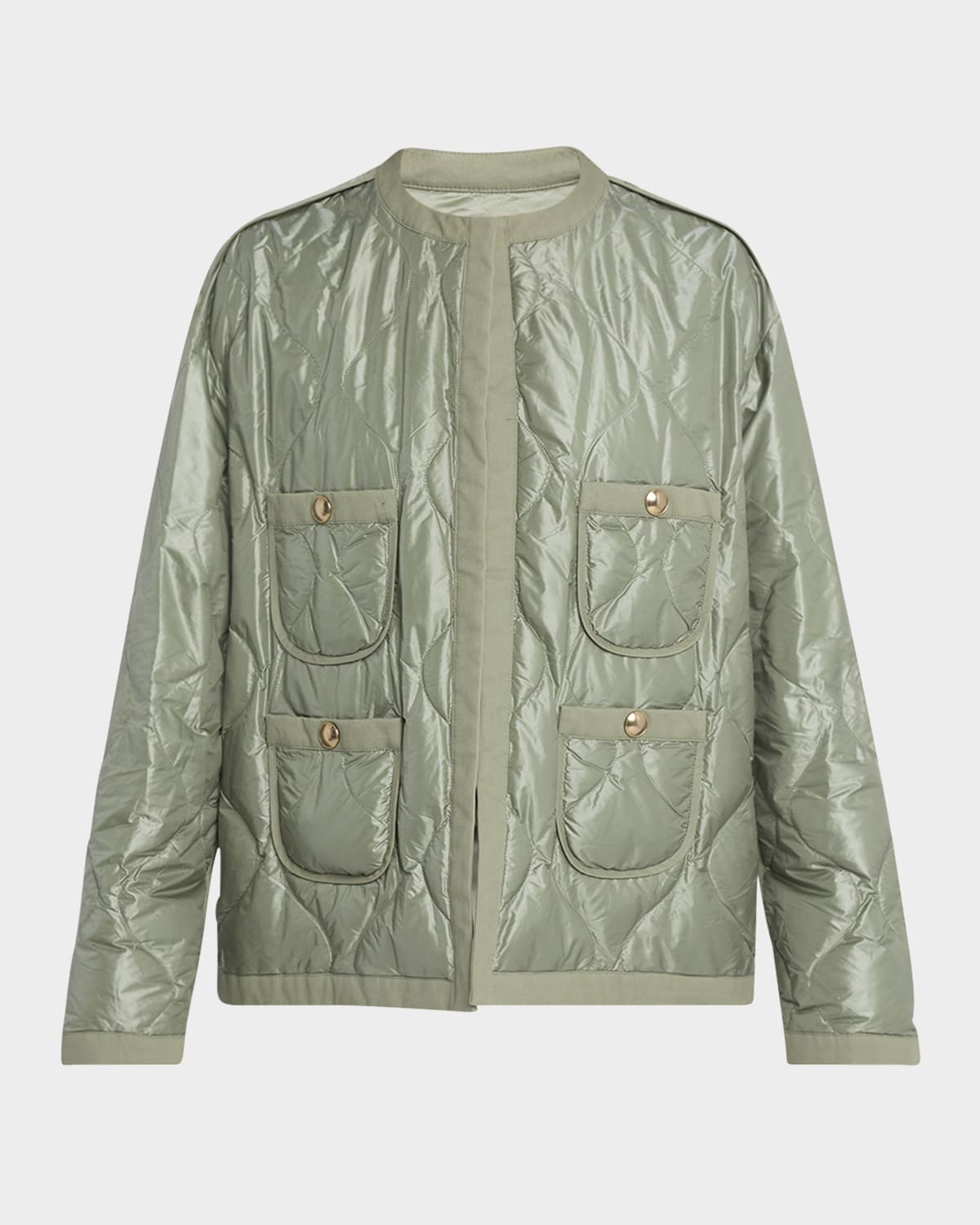 Dorothee Schumacher Cozy Coolness Quilted Jacket In Medium Green