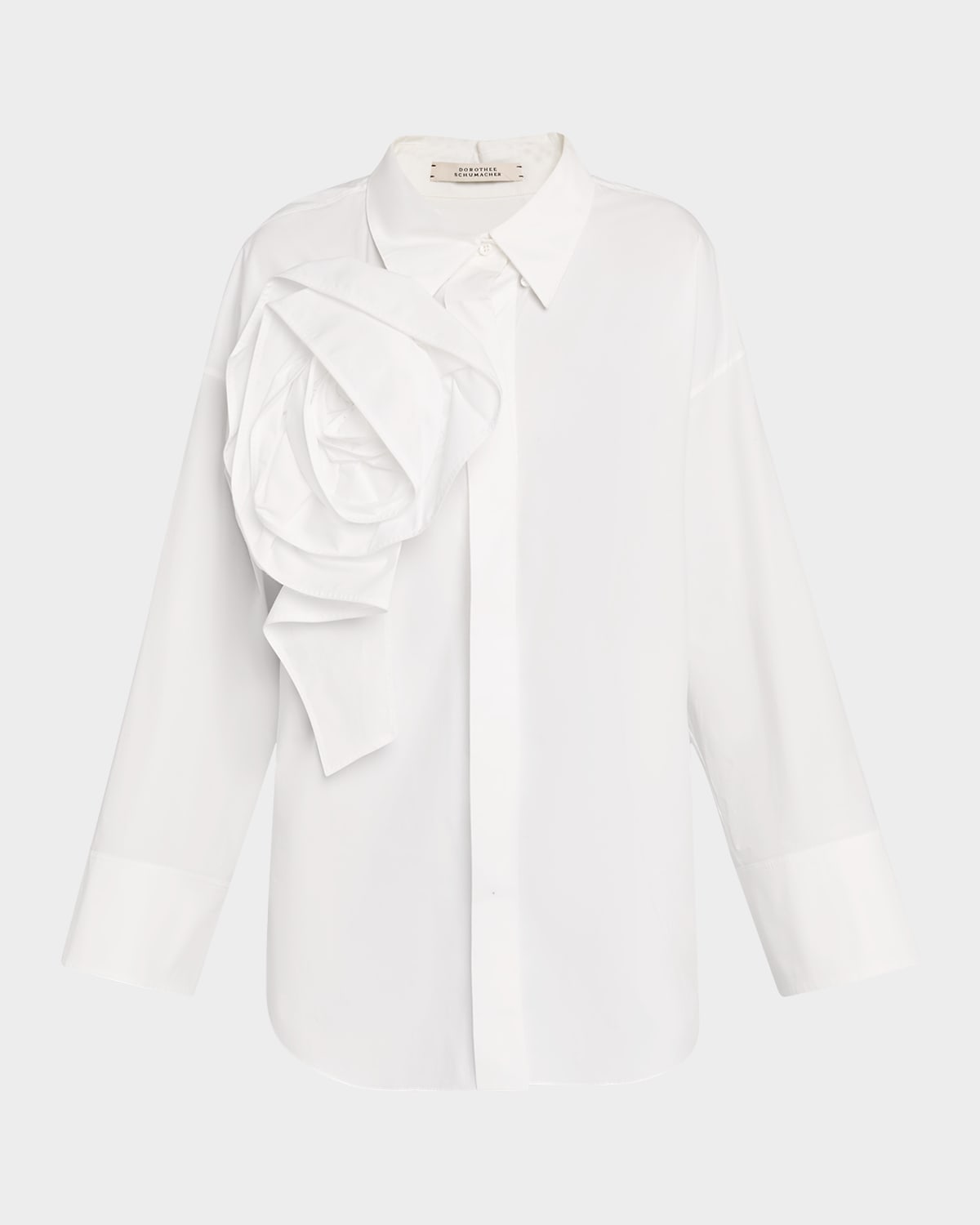 DOROTHEE SCHUMACHER POPLIN POWER BLOUSE W/ REMOVABLE BROOCH 