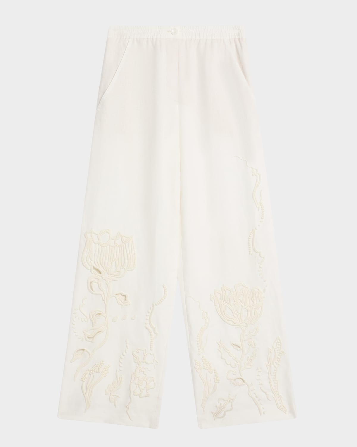 Embroidered Beauty Linen Pants