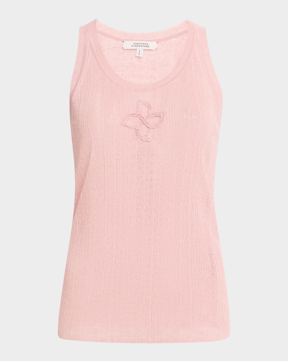 Dorothee Schumacher Summer Ease Sheer Ribbed Tank Top In Rose