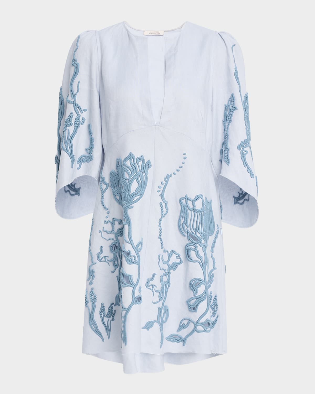 Embroidered Beauty High-Low Linen Mini Dress