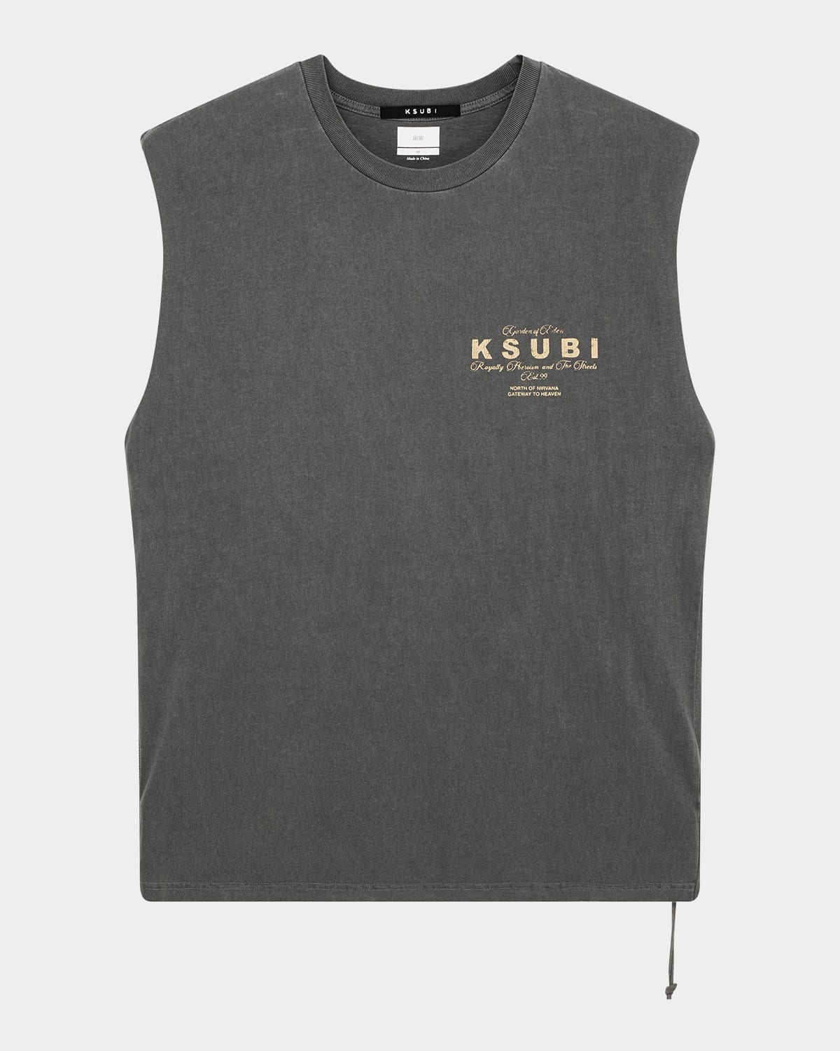 KSUBI MEN'S CUTOFF WASHED LOGO T-SHIRT 