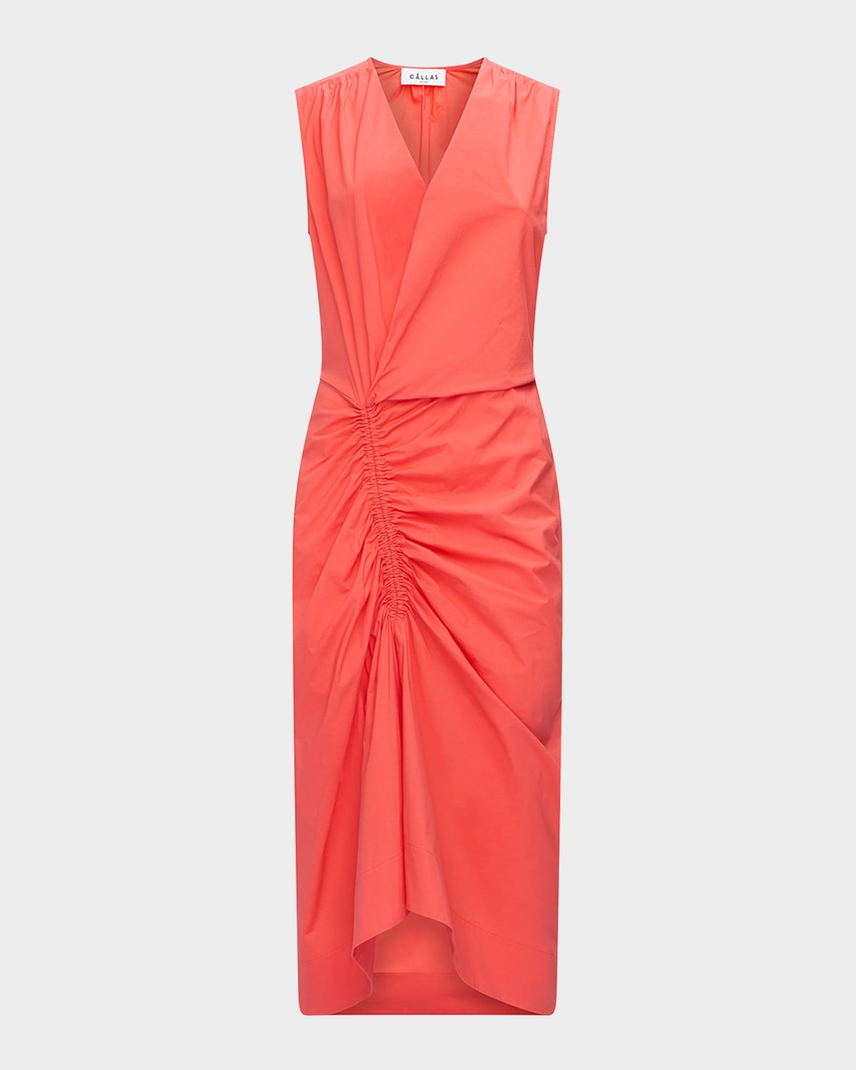 CALLAS Milano Agnes V-Neck Gathered Wrap Sleeveless Dress
