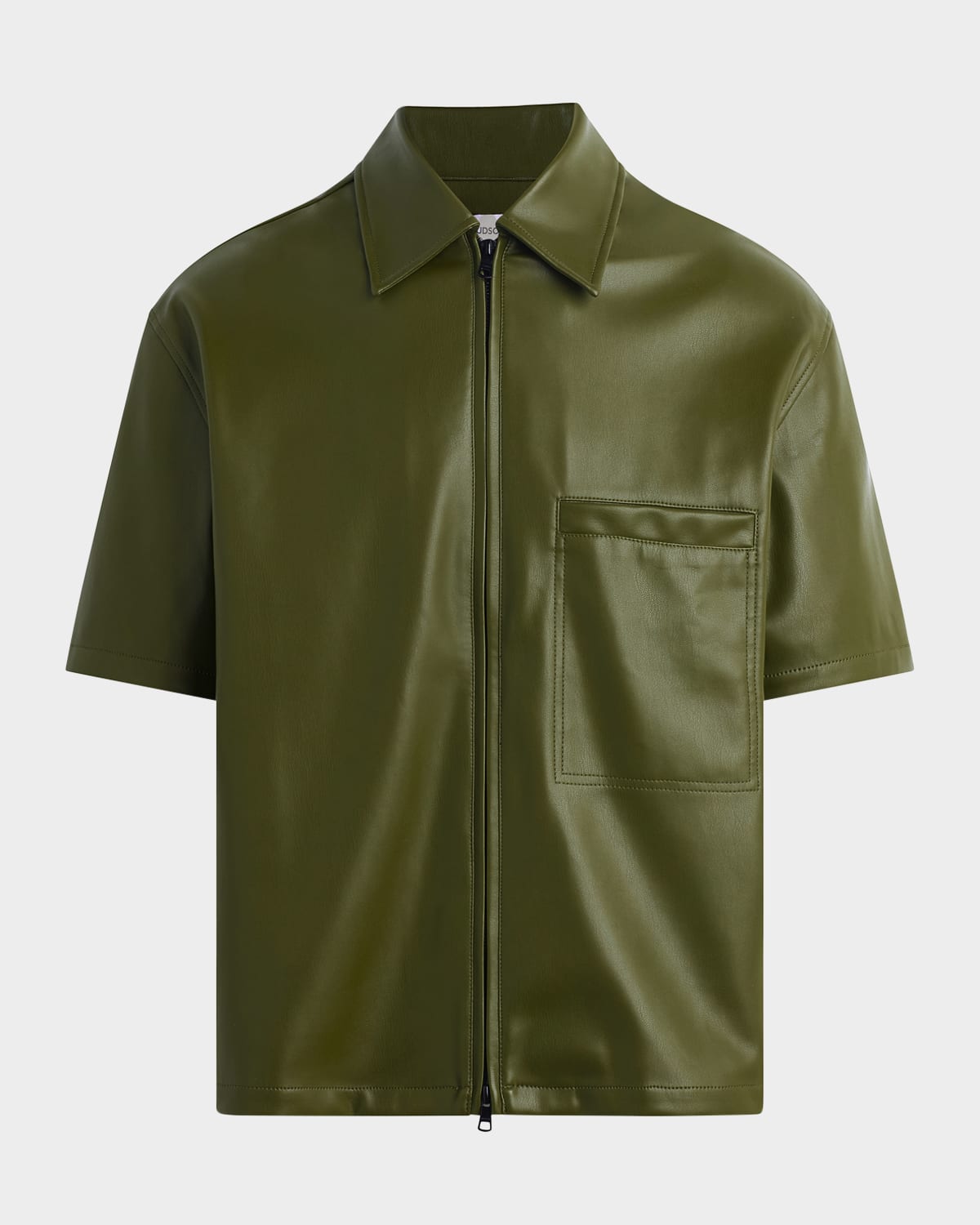 Men's Vegan Leather Zip-Up Shirt