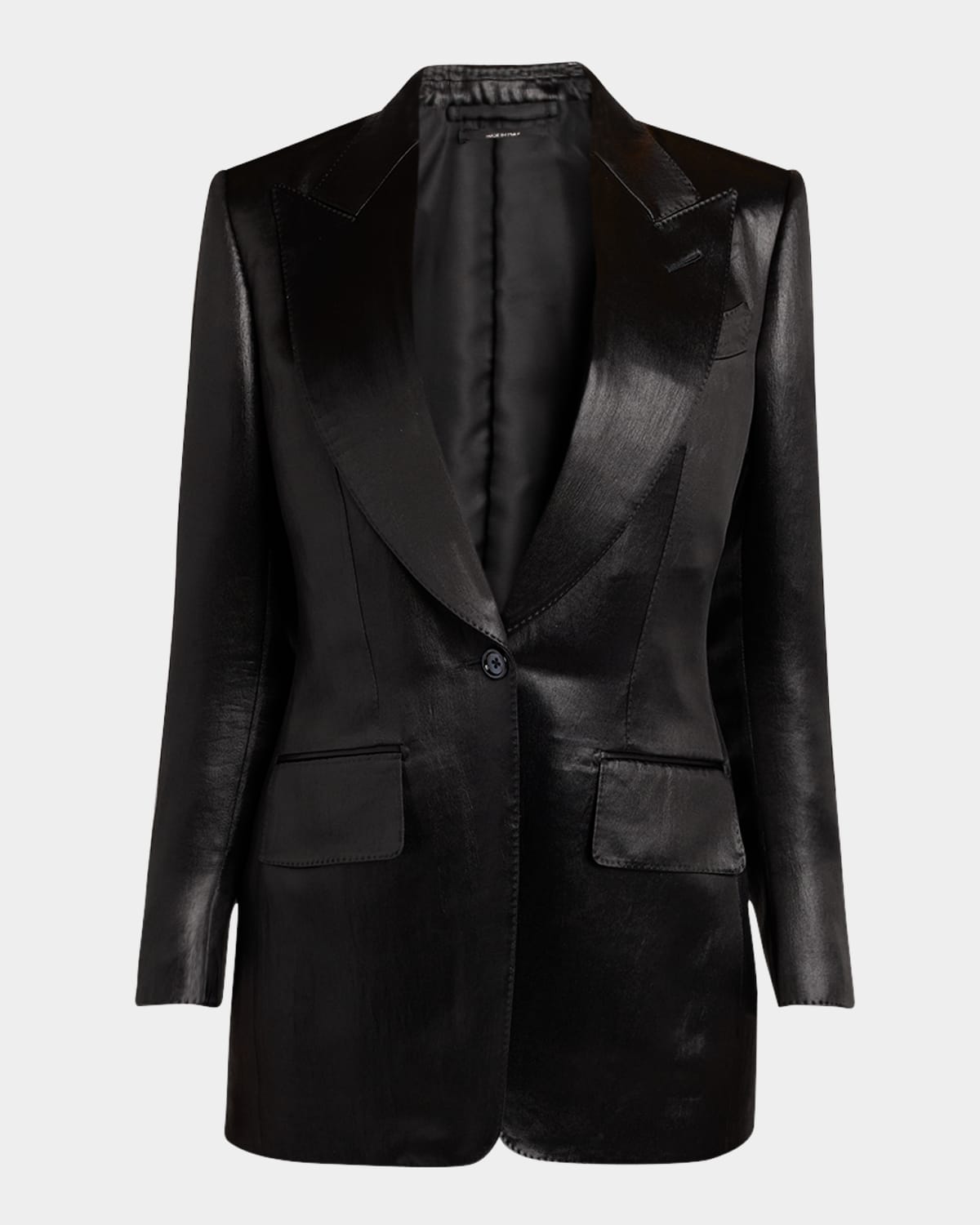 Tom Ford Liquid Satin Single-breasted Blazer Jacket In Black