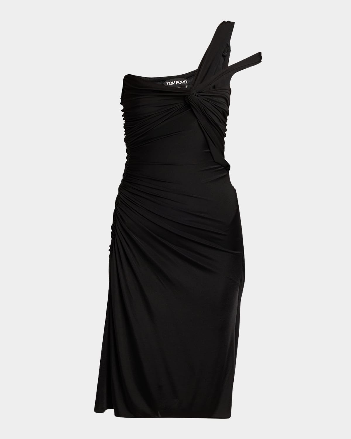 Tom Ford One-shoulder Ruched Mini Dress In Black