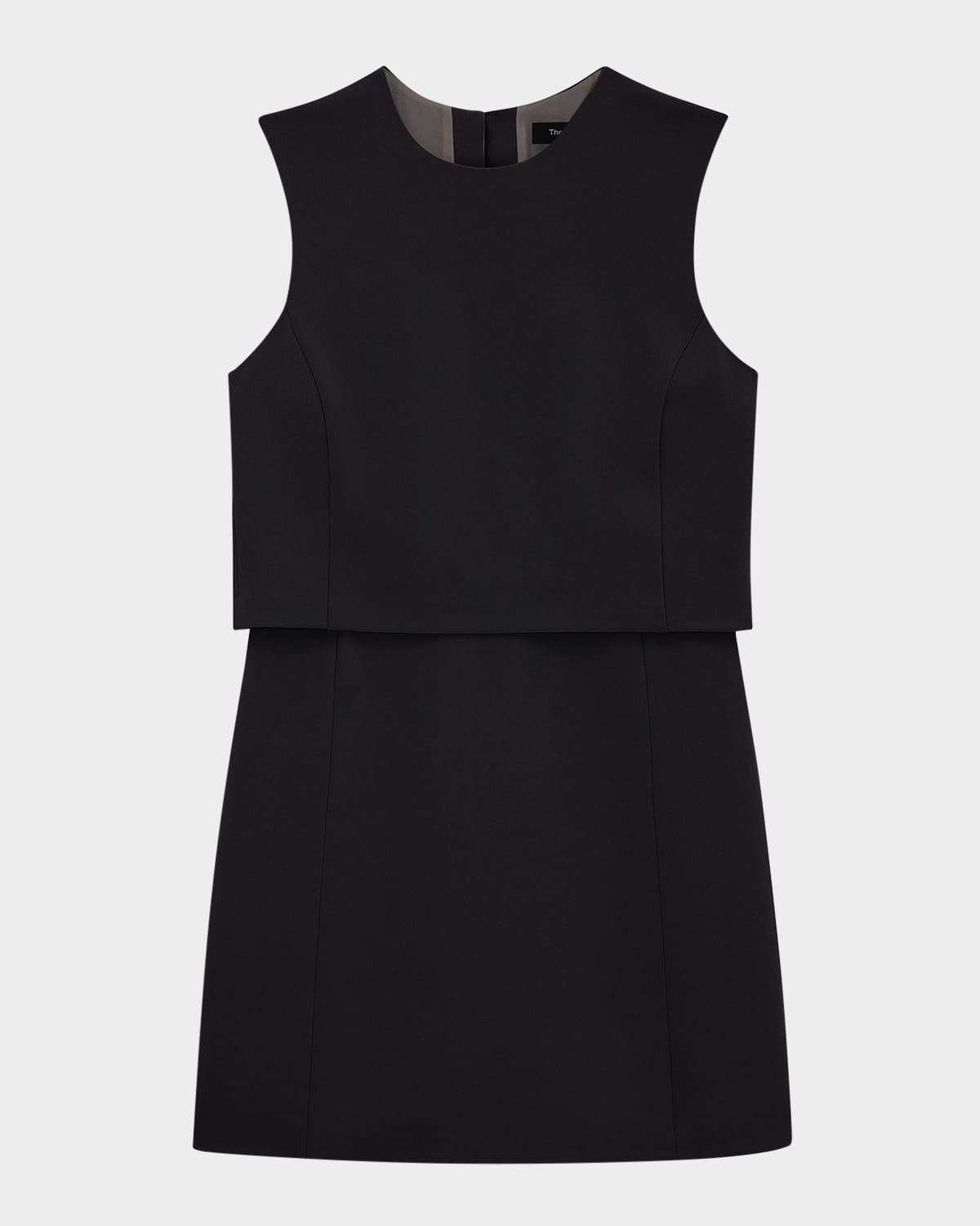 Theory Crepe Sculpted Layer Mini Dress In Black