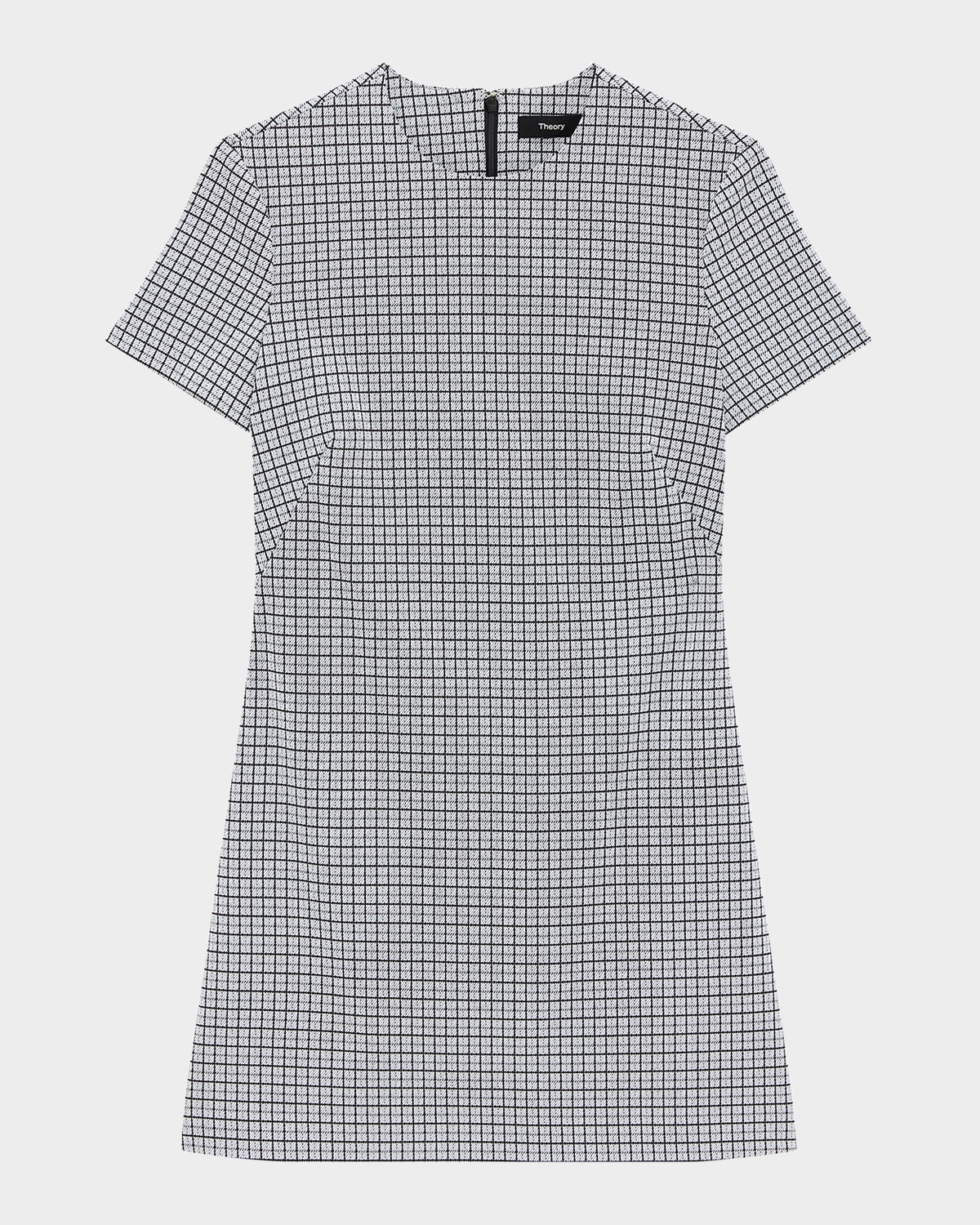 Theory Short-sleeve A-line Mini Dress In Fog Multi