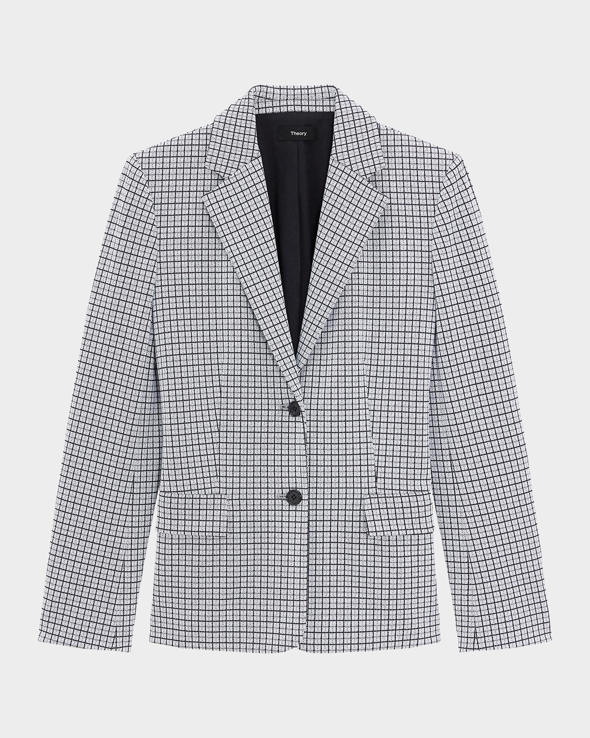 Theory Single-breasted Two-button Blazer In Fog Multi