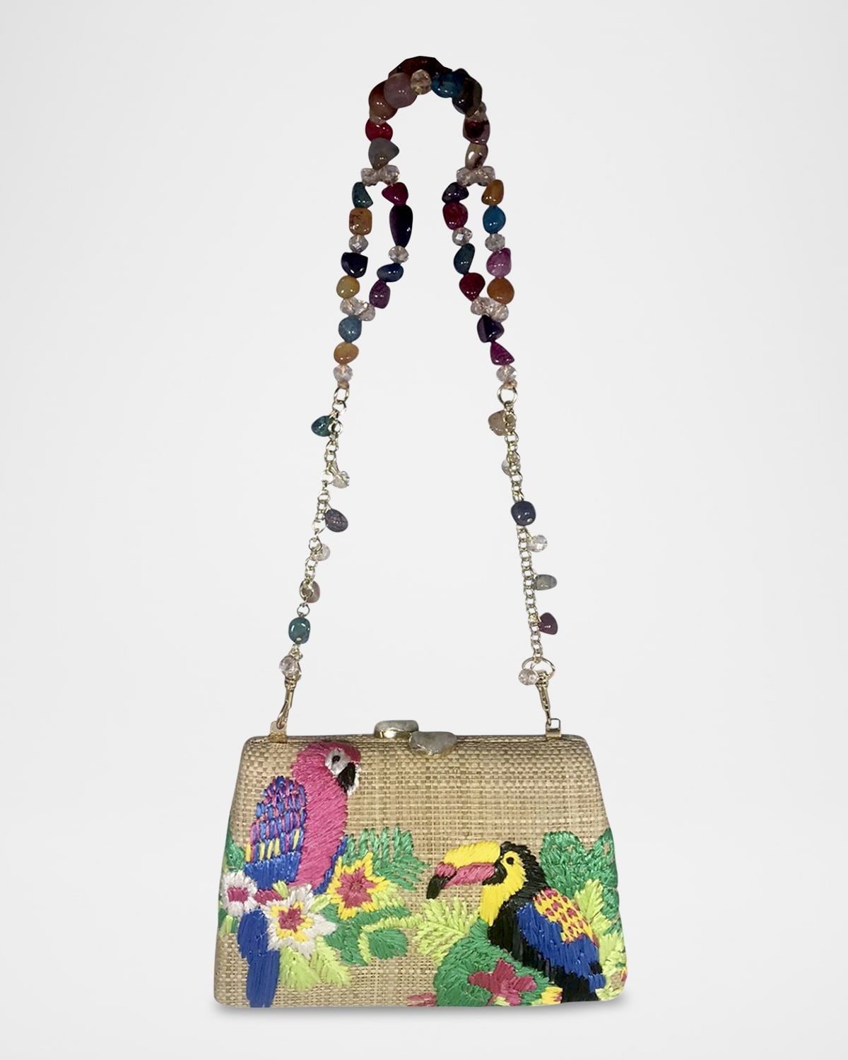 Candice Tropical Straw Shoulder Bag