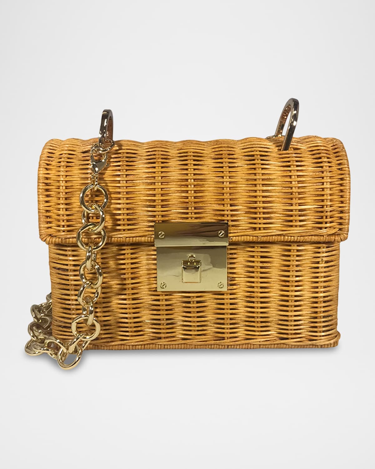 Serpui Gabriela Baby Rattan Crossbody Bag In Lt Honey