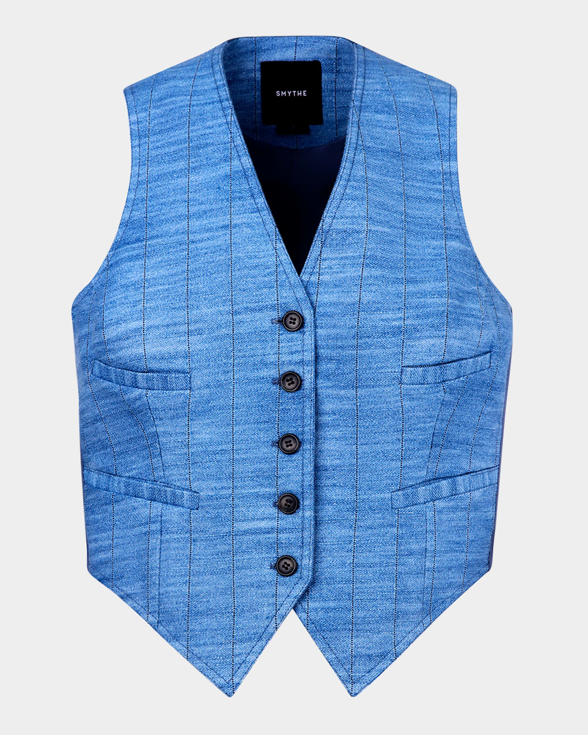 Denim Stripe Cropped Vest