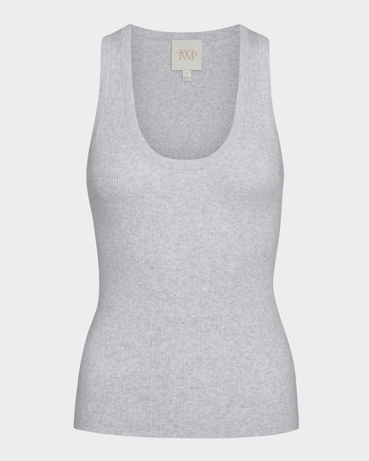Twp Ribbed Wool Tank Top In White Heather Grey