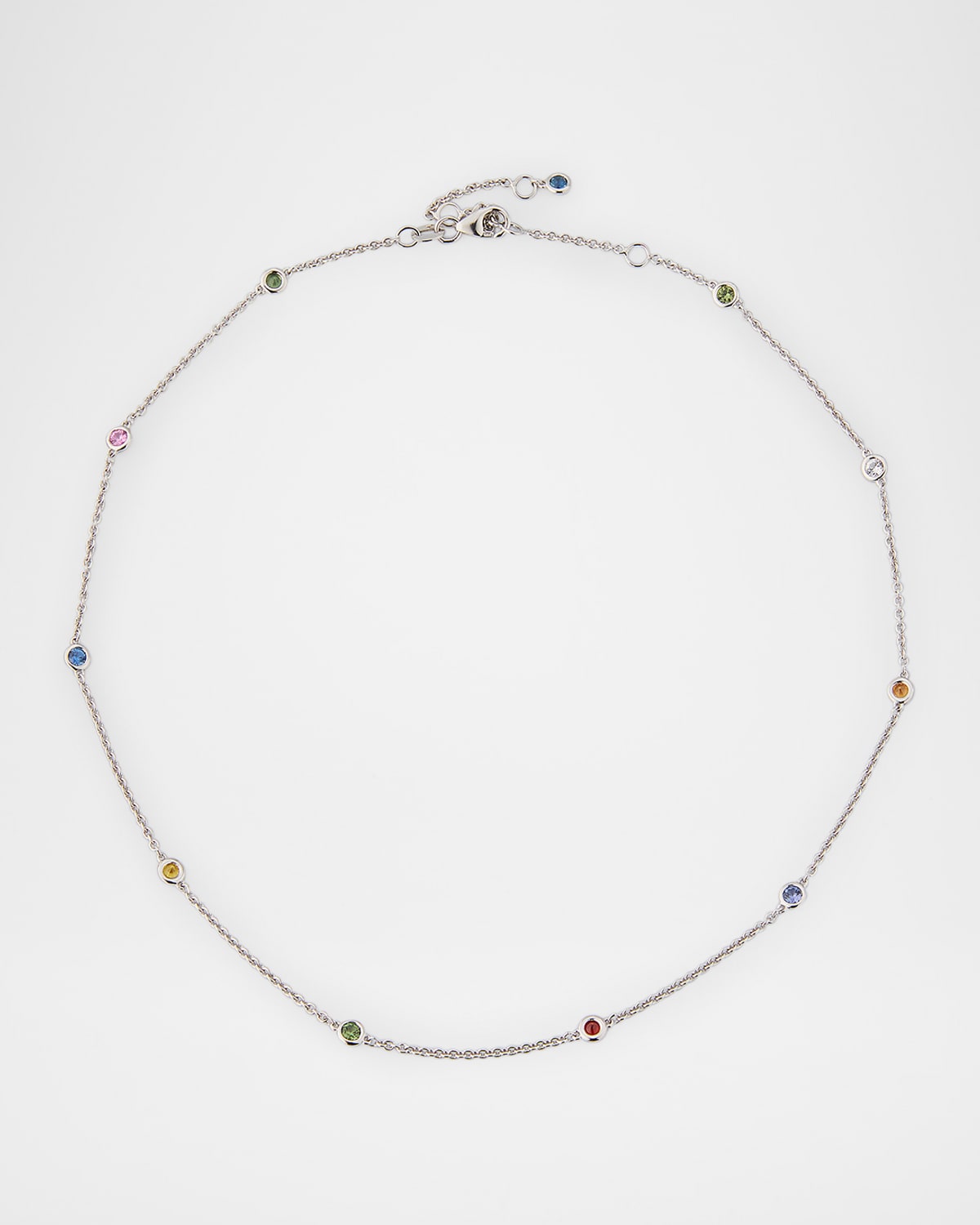 18K White Gold Multi Sapphire Necklace