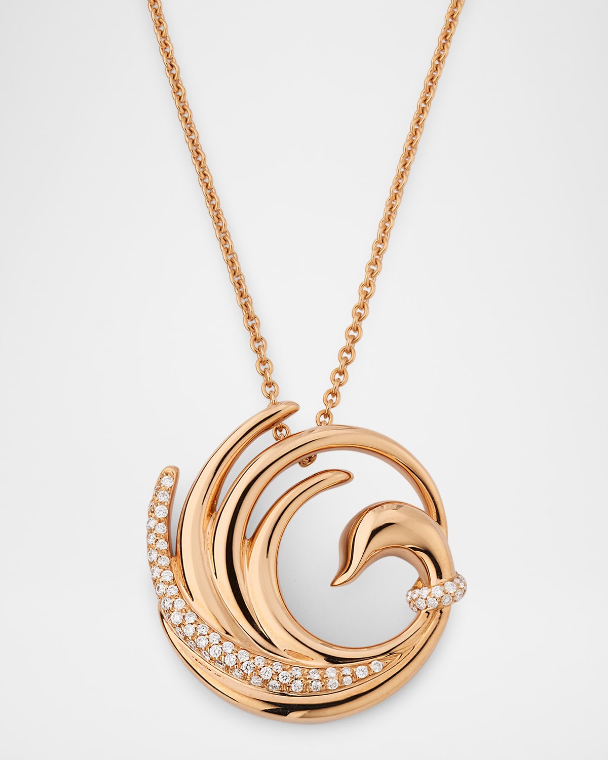 18K Rose Gold Swan Necklace with Diamonds