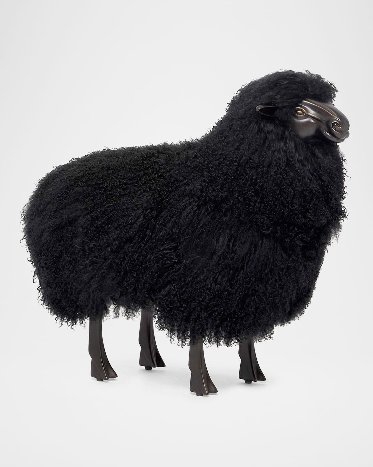 Interlude Home Lucie Baby Sheepskin Bench In Black