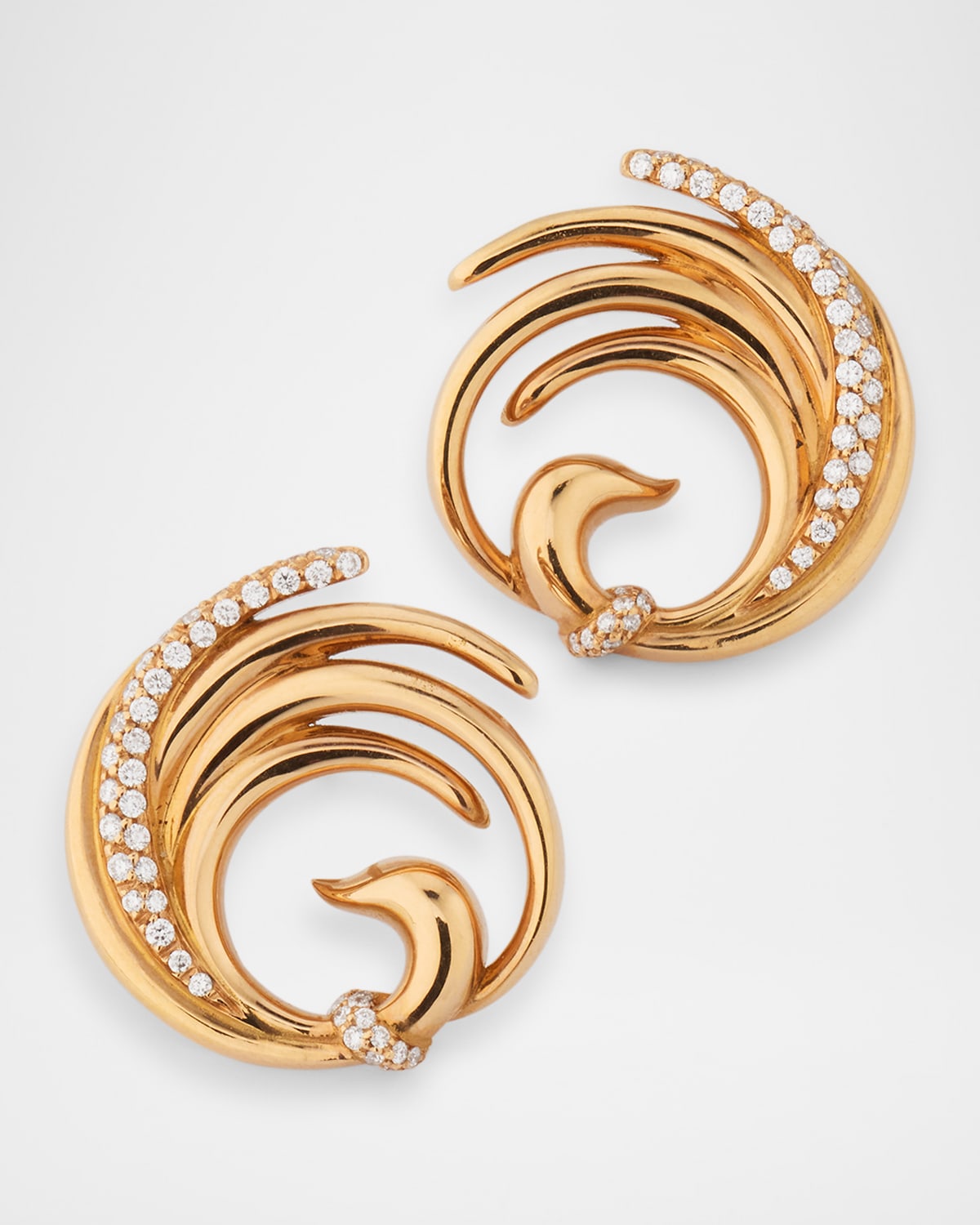 18K Rose Gold Swan Earrings with Diamonds