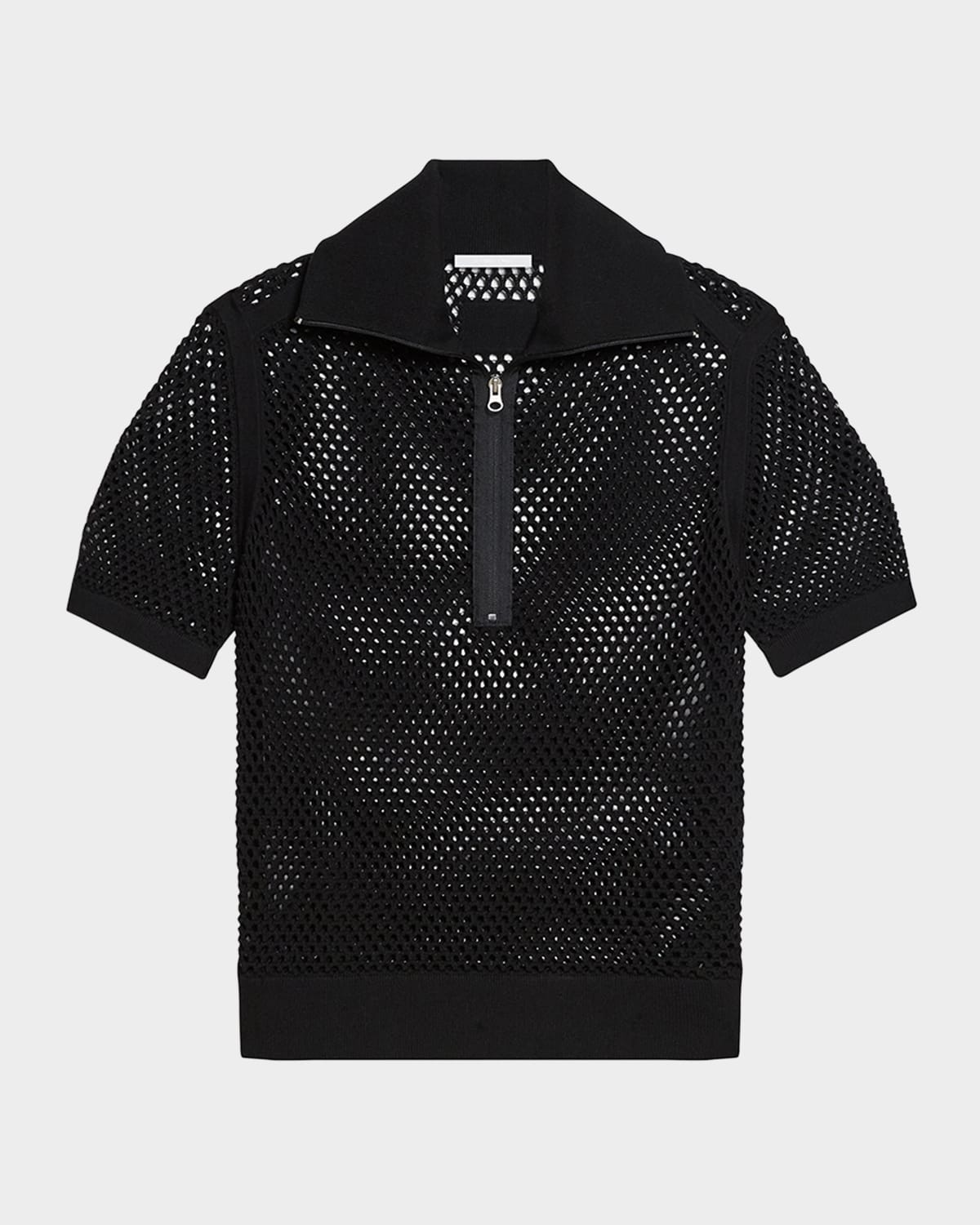 Men's Mesh Quarter-Zip Polo Shirt
